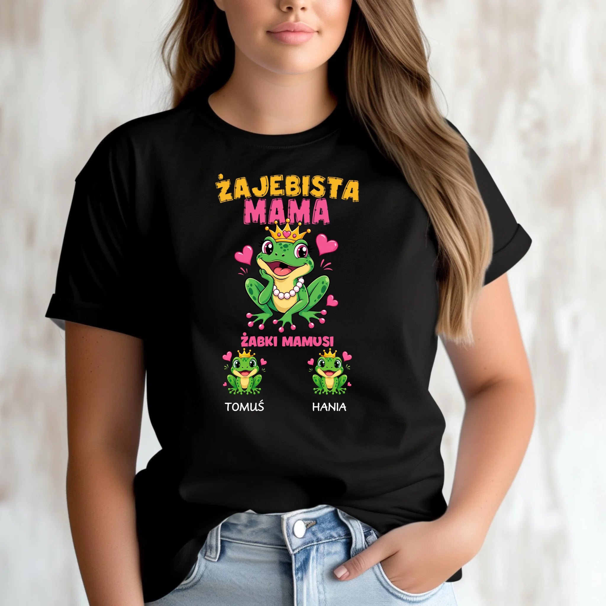 Koszulka dla mamy z imionami dzieci - Żabki Mamusi - personalizowana DM54 - StoryCups.pl