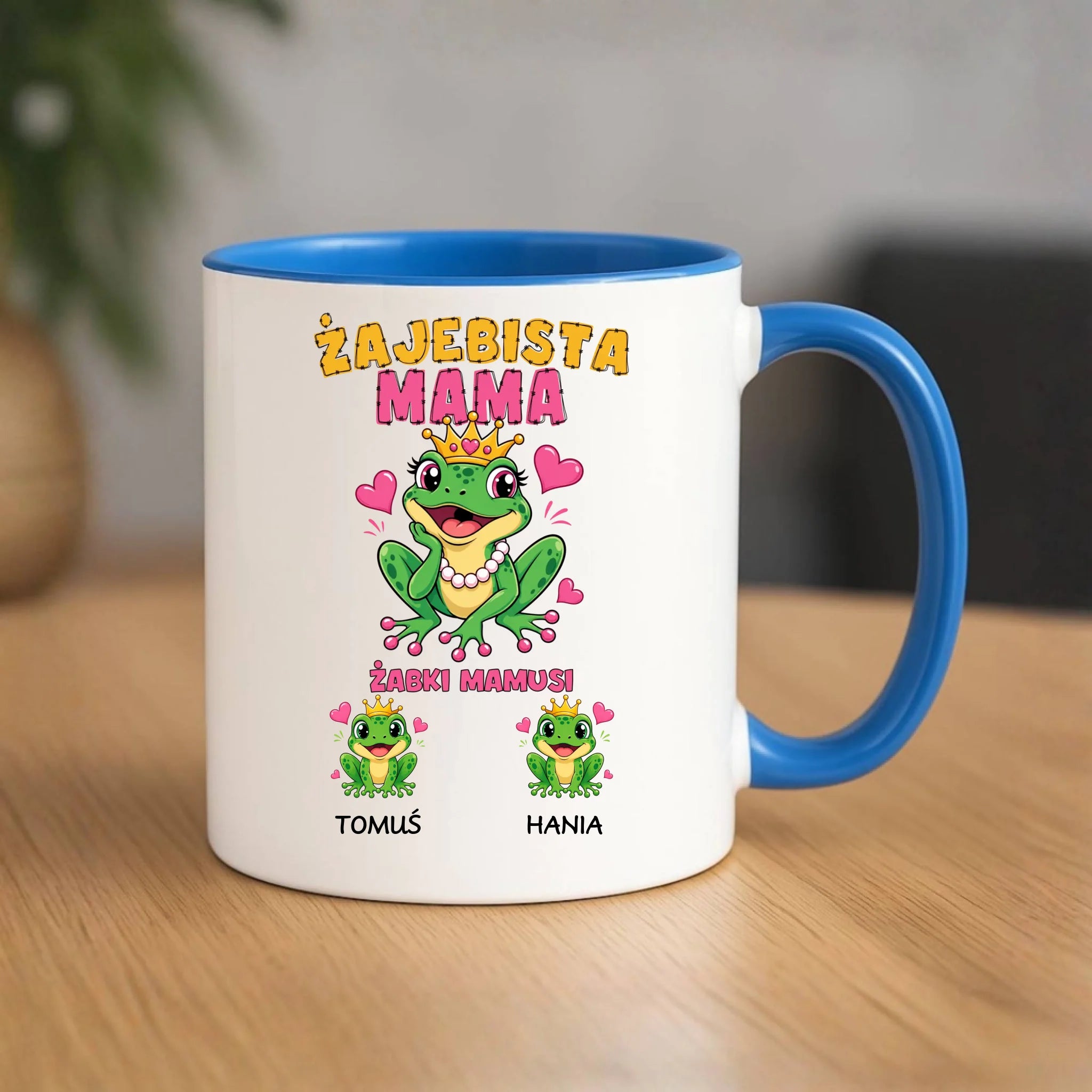 Kubek dla mamy z imionami dzieci - Żabki Mamusi - personalizowany DM54 - StoryCups.pl