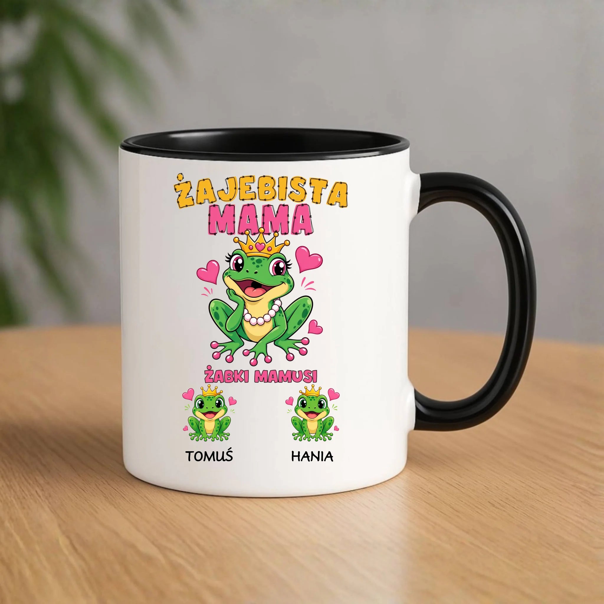 Kubek dla mamy z imionami dzieci - Żabki Mamusi - personalizowany DM54 - StoryCups.pl