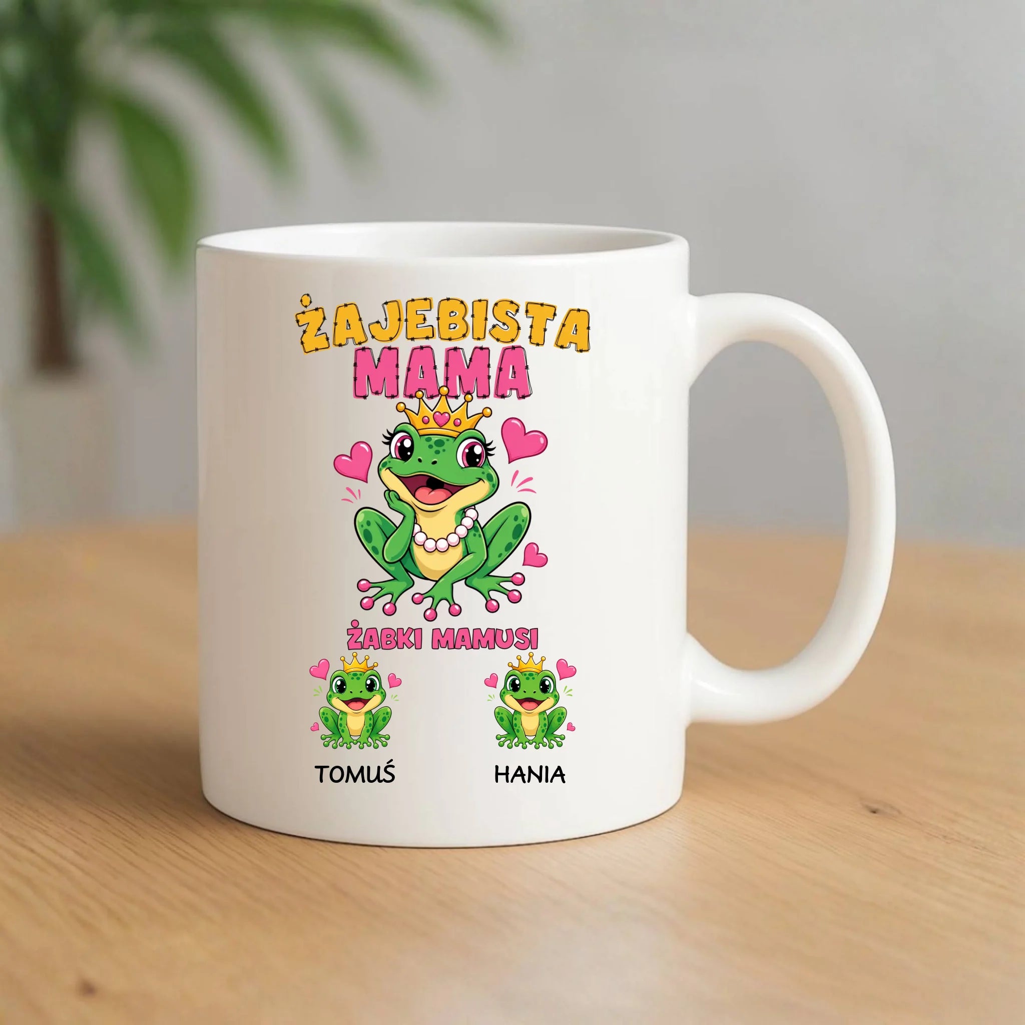 Kubek dla mamy z imionami dzieci - Żabki Mamusi - personalizowany DM54 - StoryCups.pl