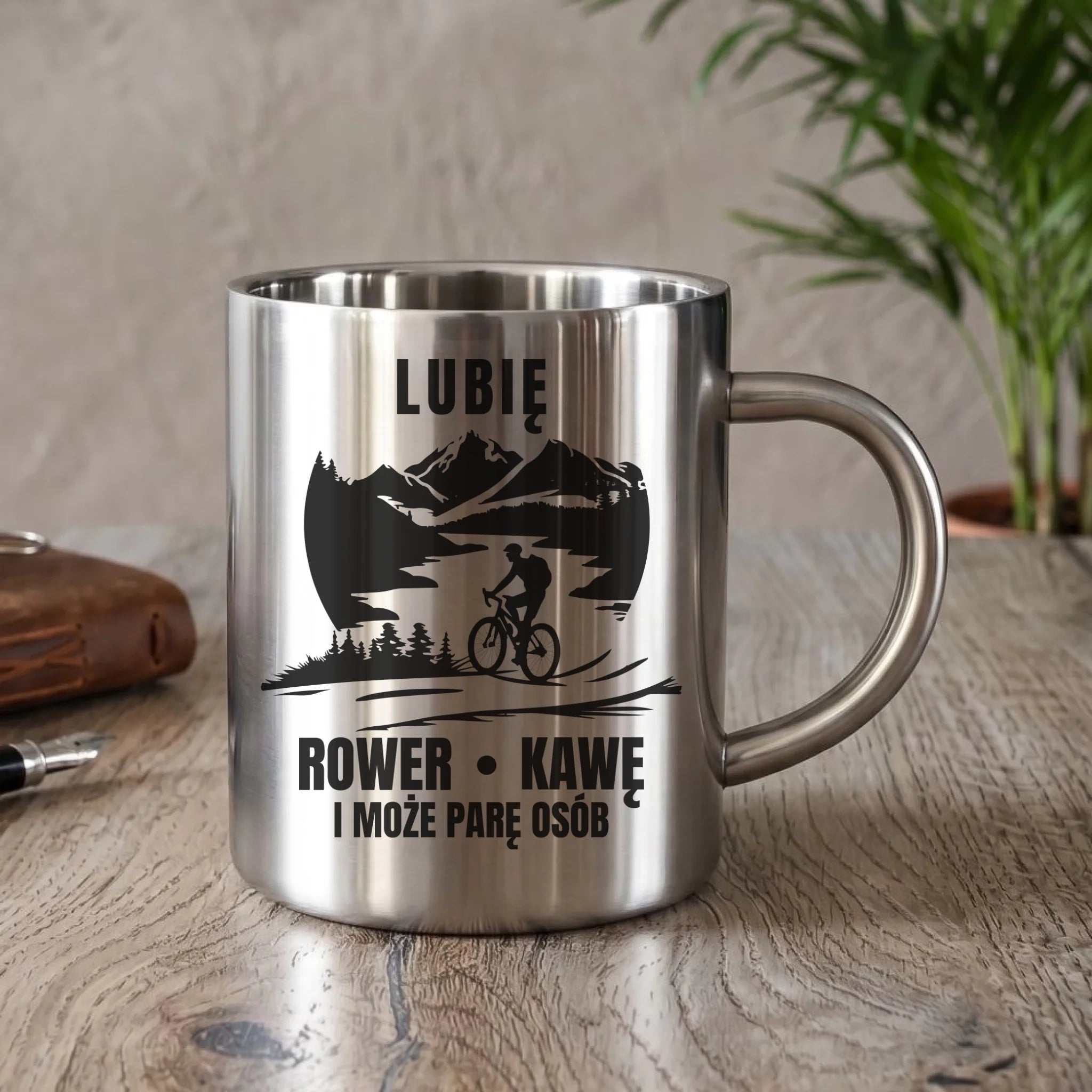 Kubek metalowy dla rowerzysty - Lubię rower kawę i może parę osób HR05 - StoryCups.pl