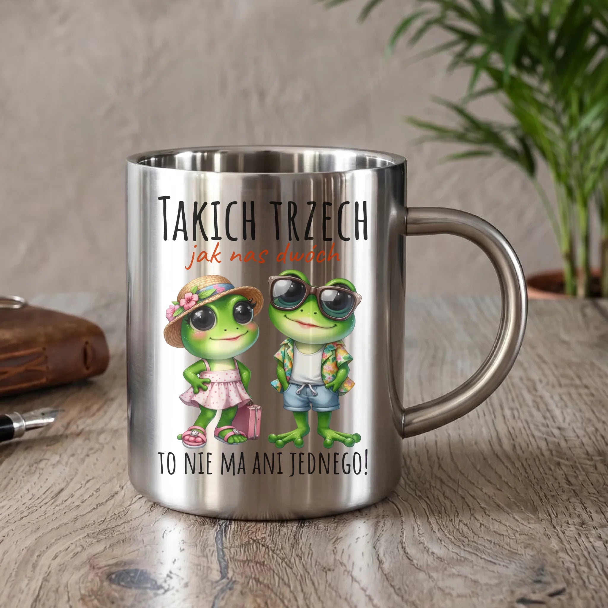 Kubek metalowy dla par - Żabki Takich trzech jak nas dwóch DCH11 - StoryCups.pl