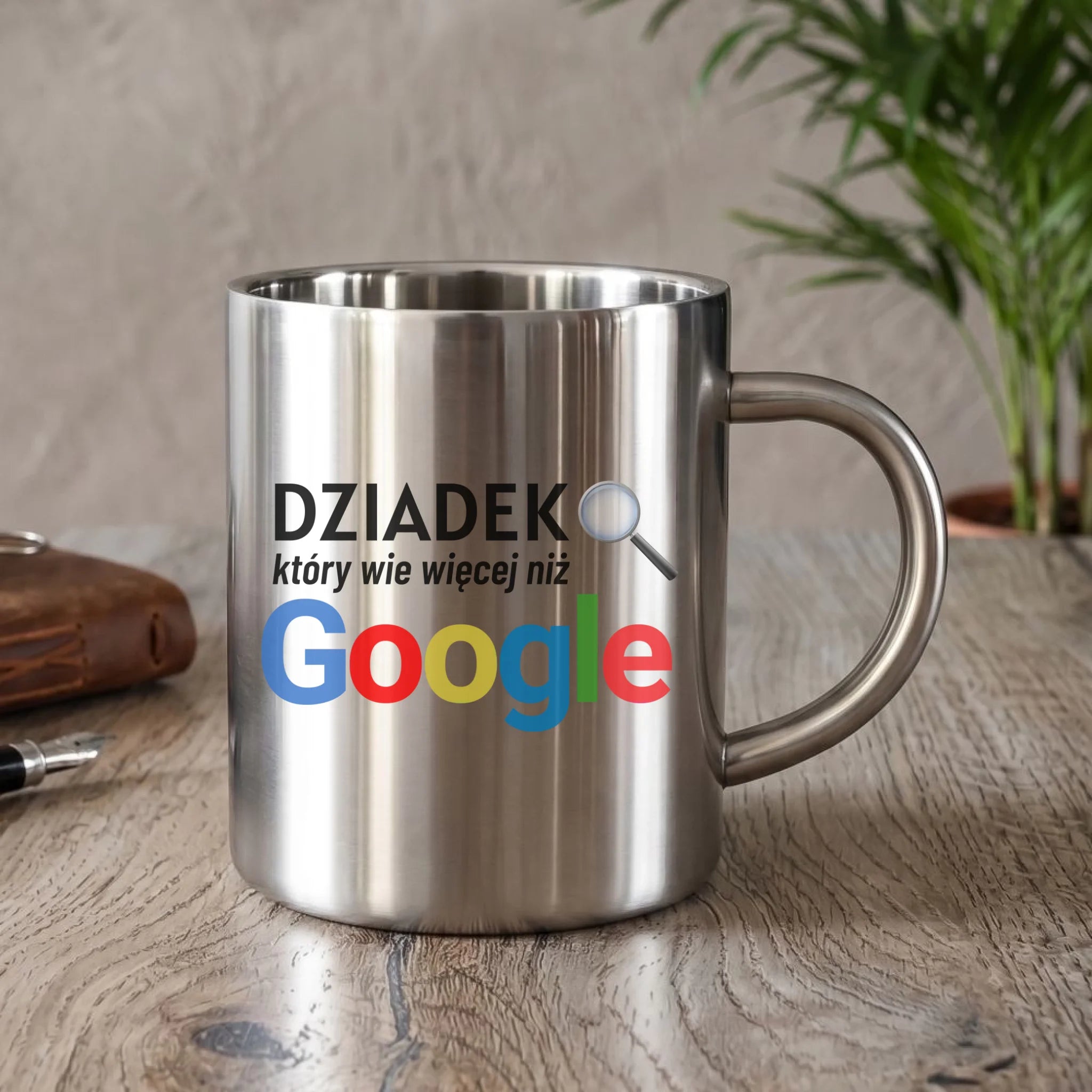 Kubek metalowy dla dziadka - Dziadek który wie więcej niż google D44 - StoryCups.pl