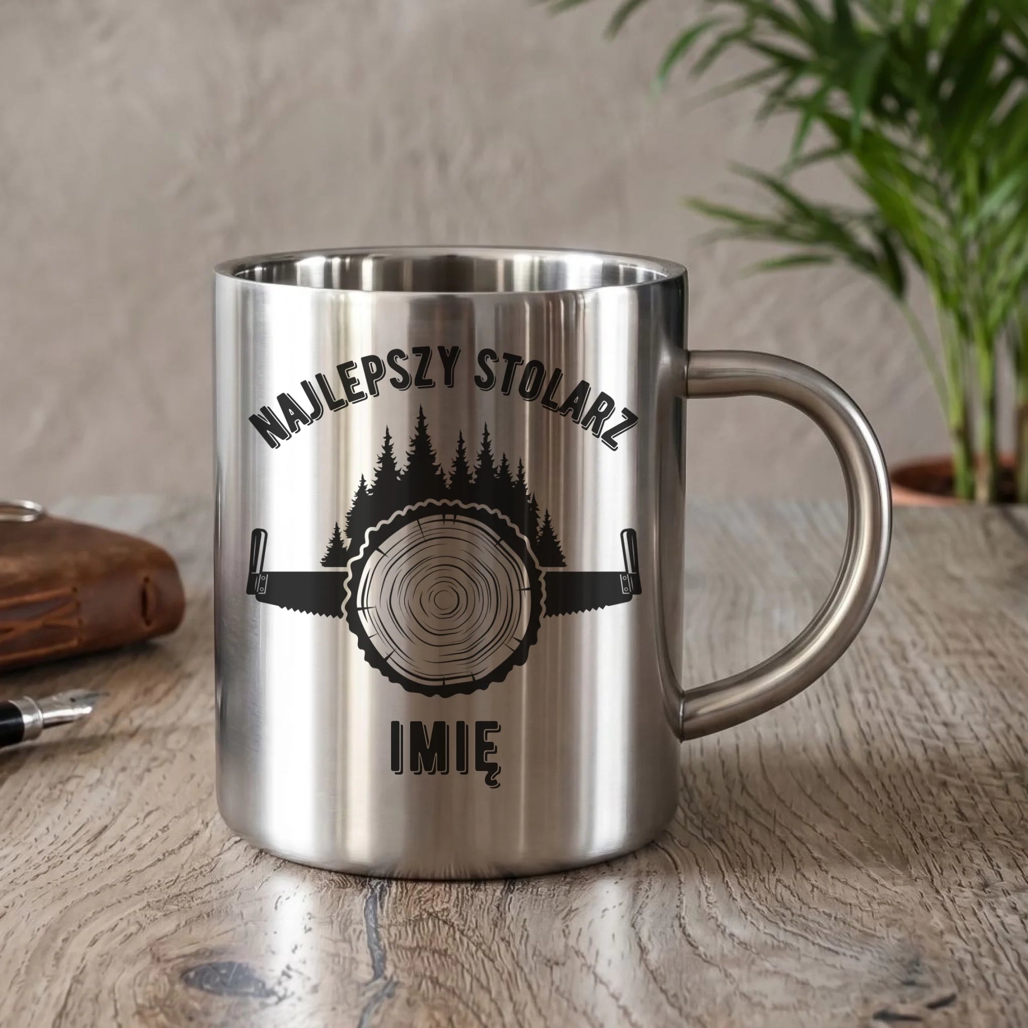 Kubek metalowy dla stolarza - Najlepszy stolarz - personalizowany ZS01 - StoryCups.pl