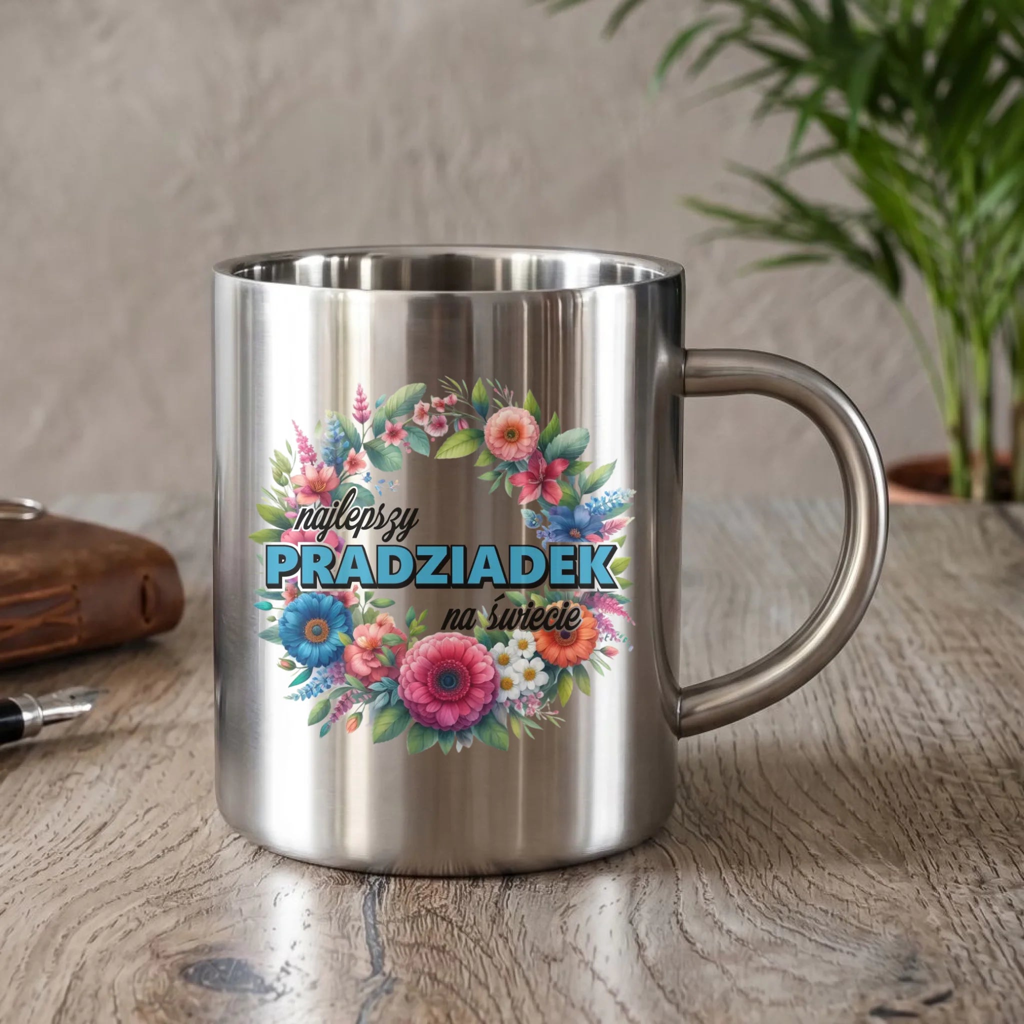 Kubek metalowy dla dziadka - Najlepszy pradziadek na świecie D45 - StoryCups.pl