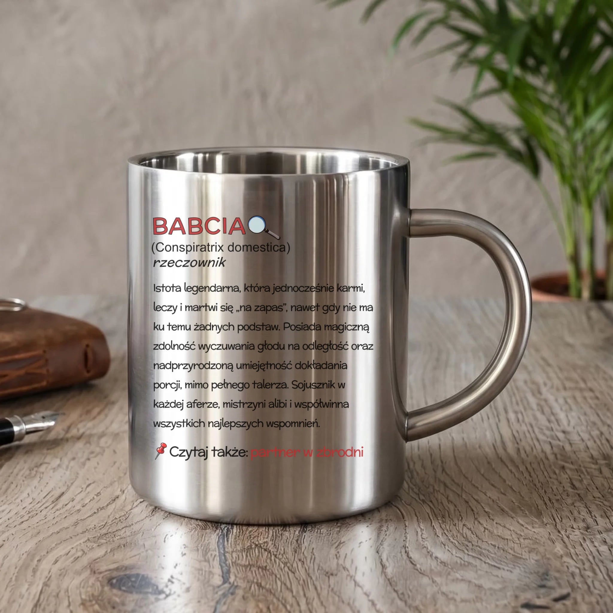 Kubek metalowy dla babci - Babcia śmieszna definicja B35 - StoryCups.pl