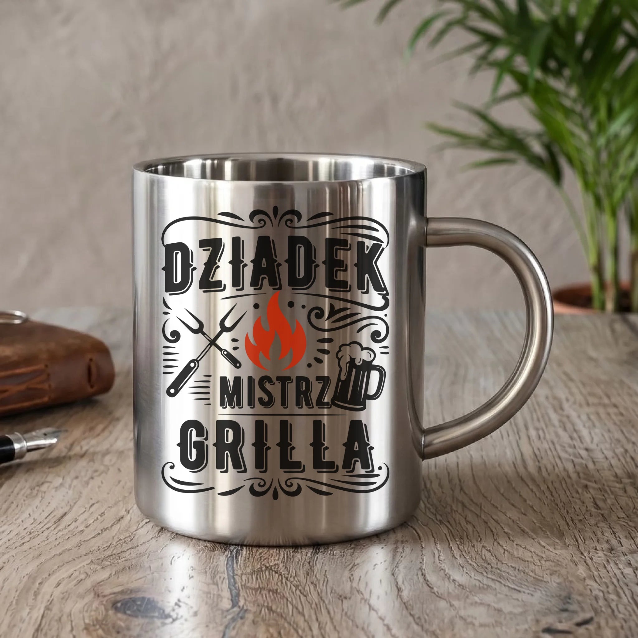 Kubek metalowy dla dziadka - Dziadek mistrz grilla D33 - StoryCups.pl