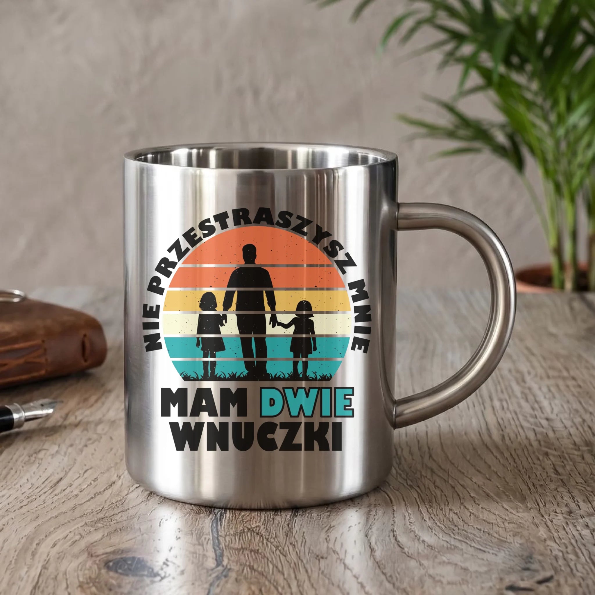 Kubek metalowy dla dziadka - Nie przestraszysz mnie mam dwie wnuczki D41 - StoryCups.pl