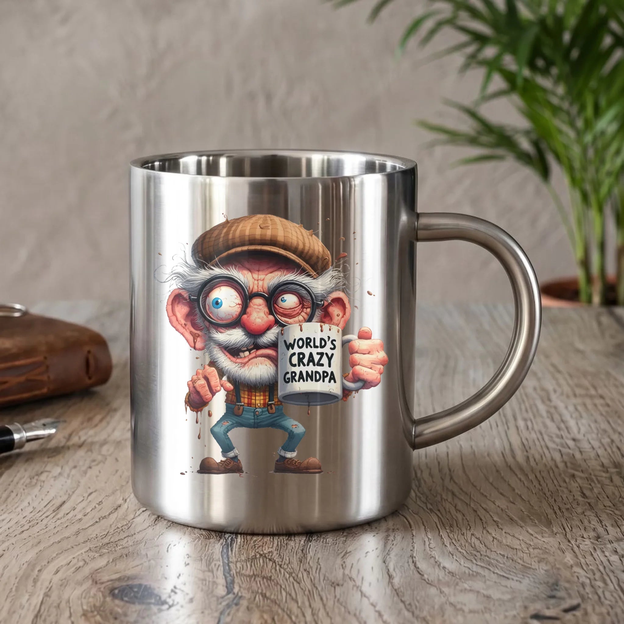 Kubek metalowy dla dziadka - Crazy grandpa D38 - StoryCups.pl