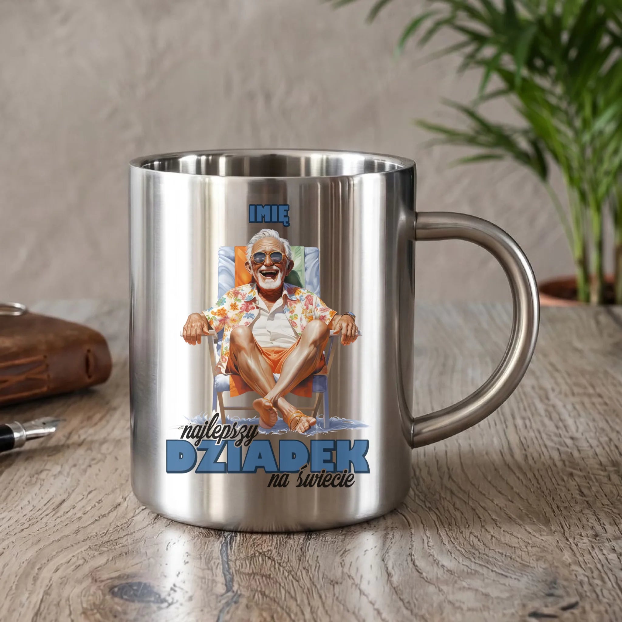 Kubek metalowy dla dziadka - Najlepszy Dziadek na świecie - personalizowany D14 - StoryCups.pl