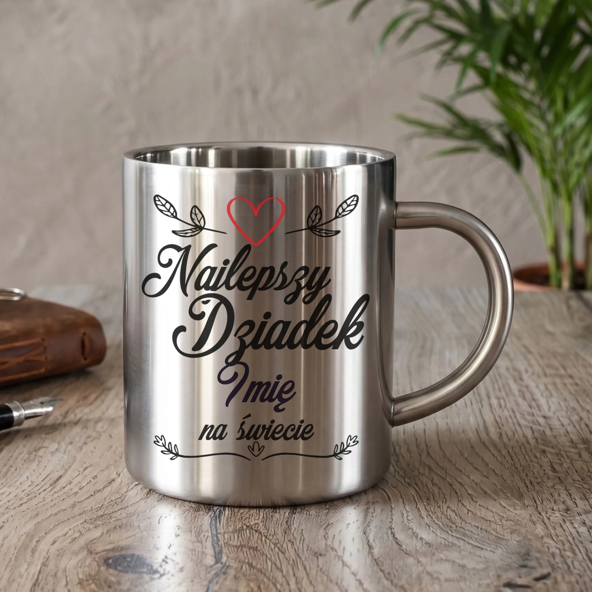 Kubek metalowy dla dziadka - Najlepszy dziadek na Świecie - personalizowany D12 - StoryCups.pl