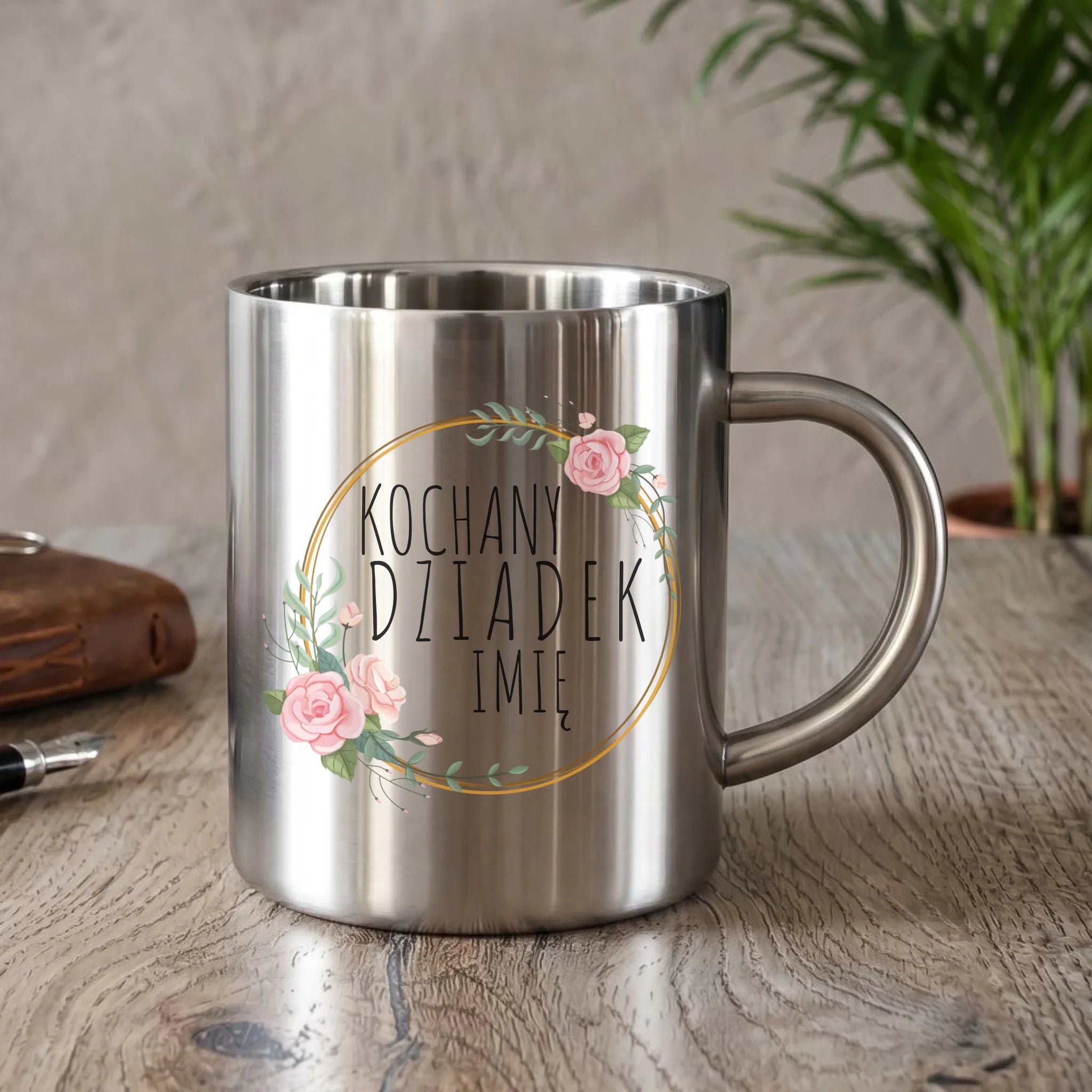 Kubek metalowy dla dziadka - Kochany Dziadek - personalizowany D10 - StoryCups.pl