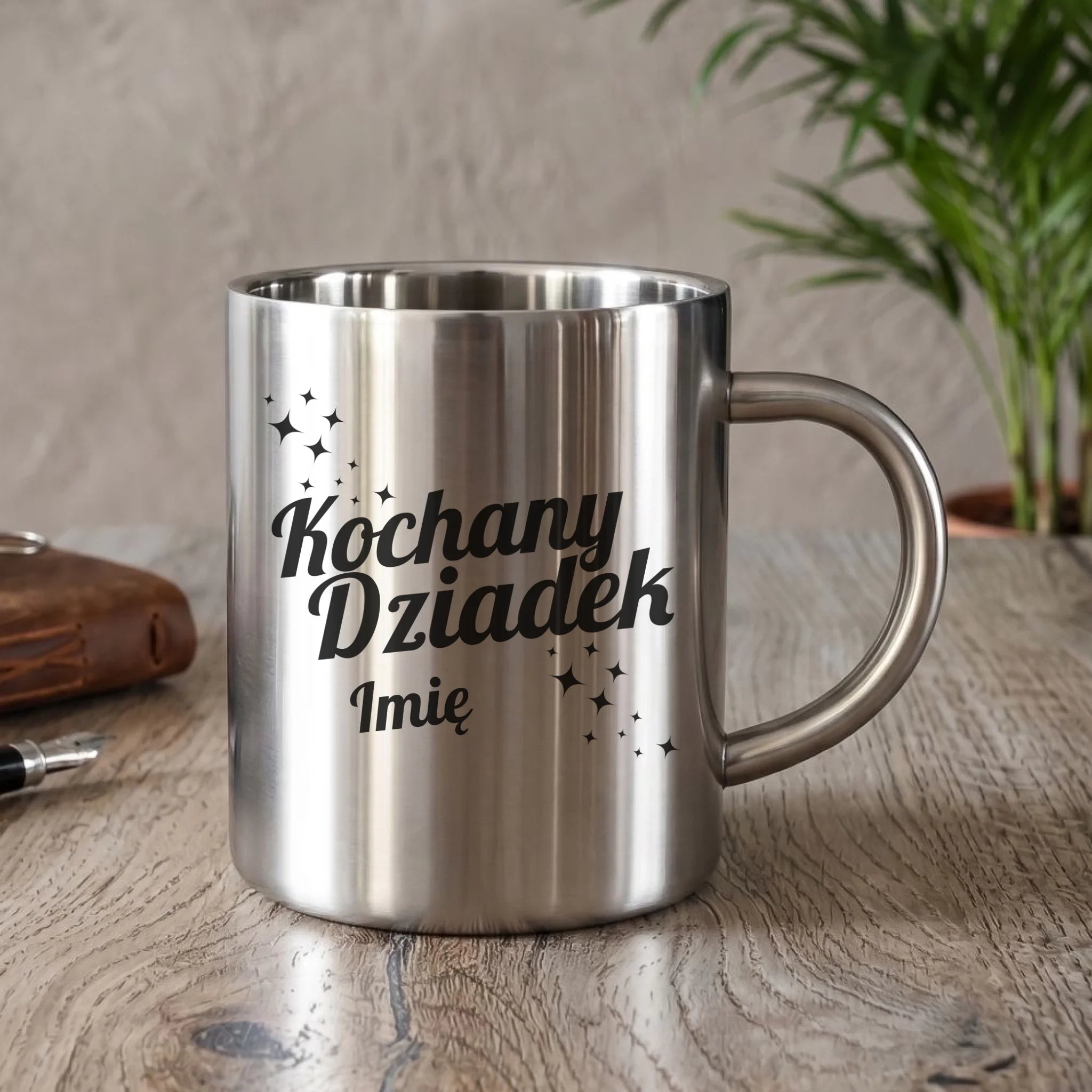 Kubek metalowy dla dziadka - Kochany Dziadek - personalizowany D05 - StoryCups.pl