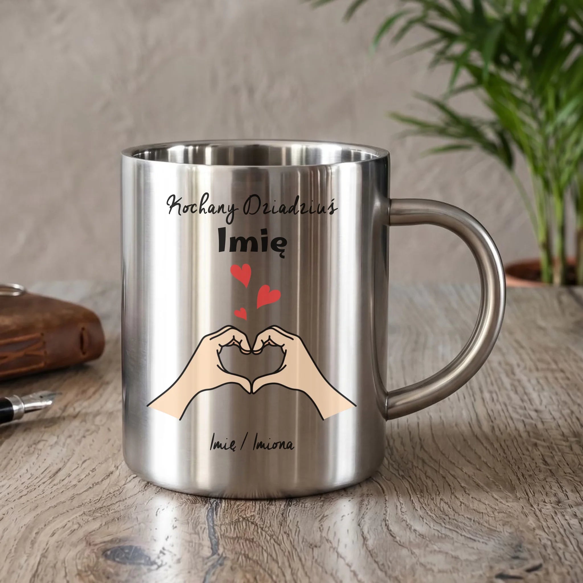Kubek metalowy dla dziadka - Kochany Dziadek podpis - personalizowany D13 - StoryCups.pl