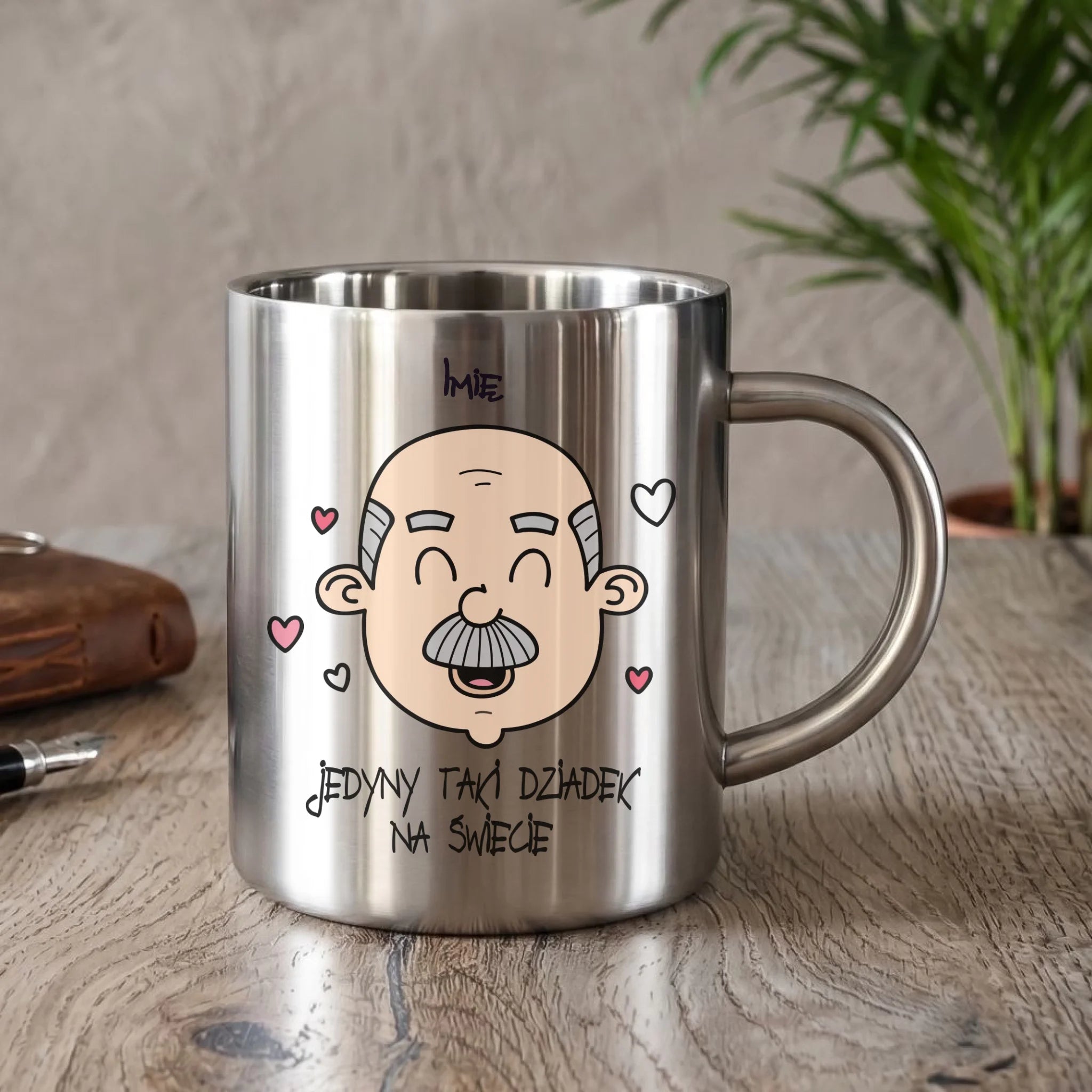 Kubek metalowy dla dziadka - Jedyny taki dziadek na świecie - personalizowany D15 - StoryCups.pl