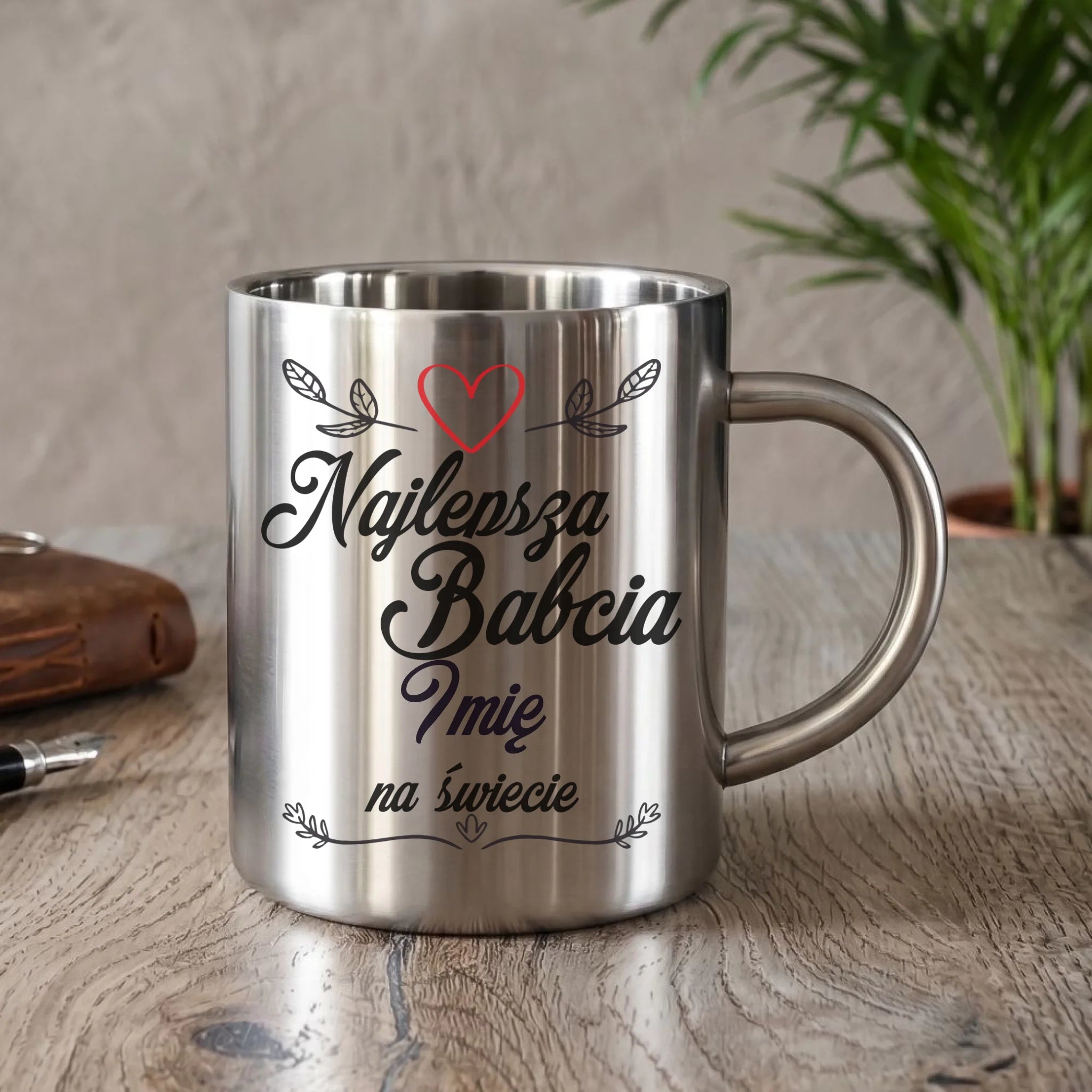 Kubek metalowy dla babci - Najlepsza Babcia na Świecie - personalizowany B12 - StoryCups.pl