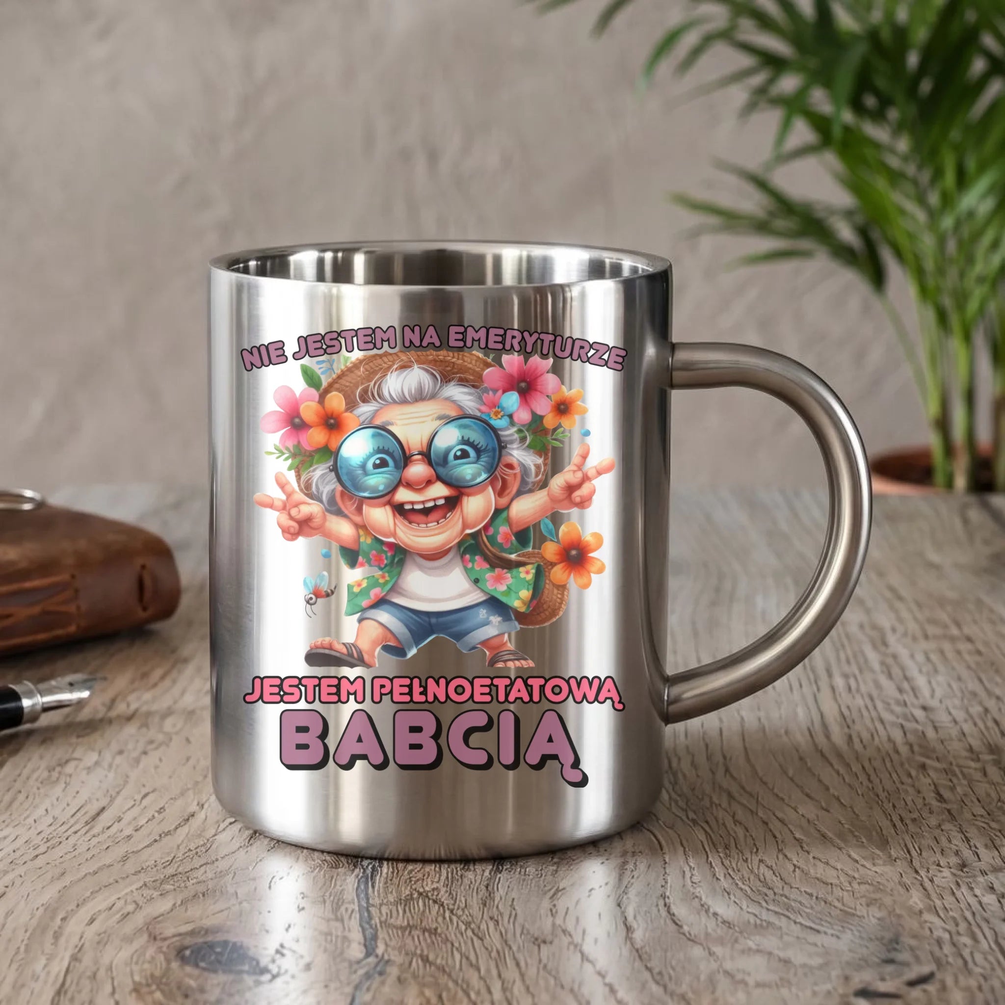 Kubek metalowy dla babci - Pełnoetatowa babcia B20 - StoryCups.pl