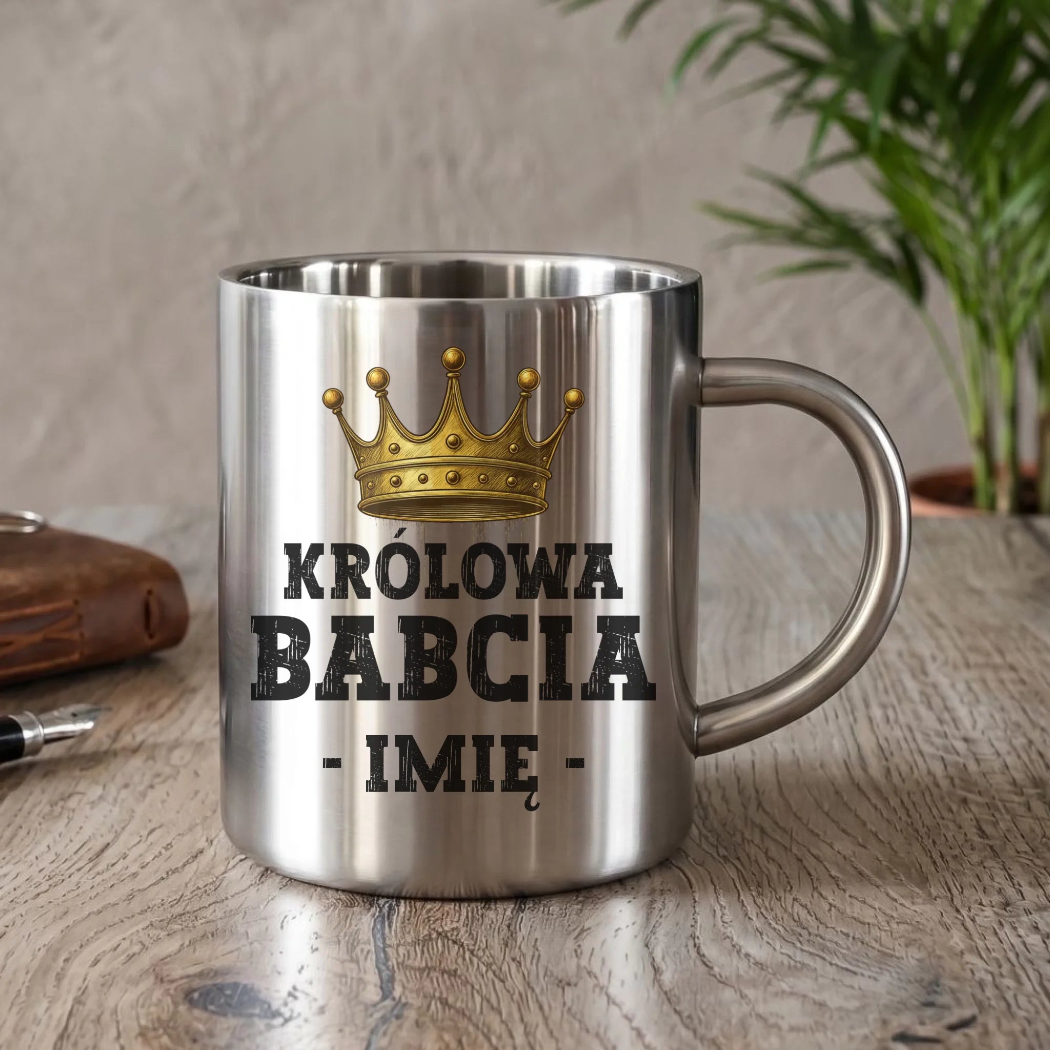 Kubek metalowy dla babci - Królowa Babcia - personalizowany B17 - StoryCups.pl