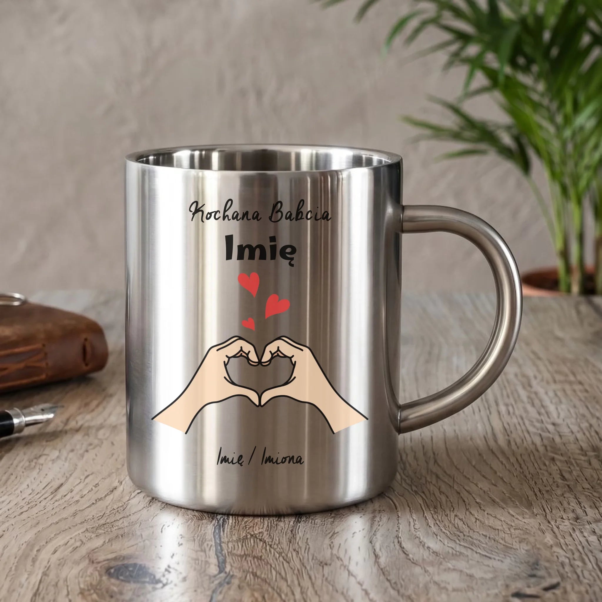 Kubek metalowy dla babci - Kochana Babcia podpis - personalizowany B13 - StoryCups.pl