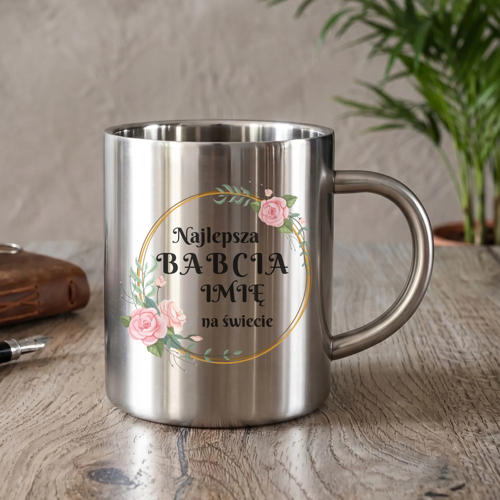 Kubek metalowy dla babci - Najlepsza babcia na Świecie - personalizowany B04 - StoryCups.pl