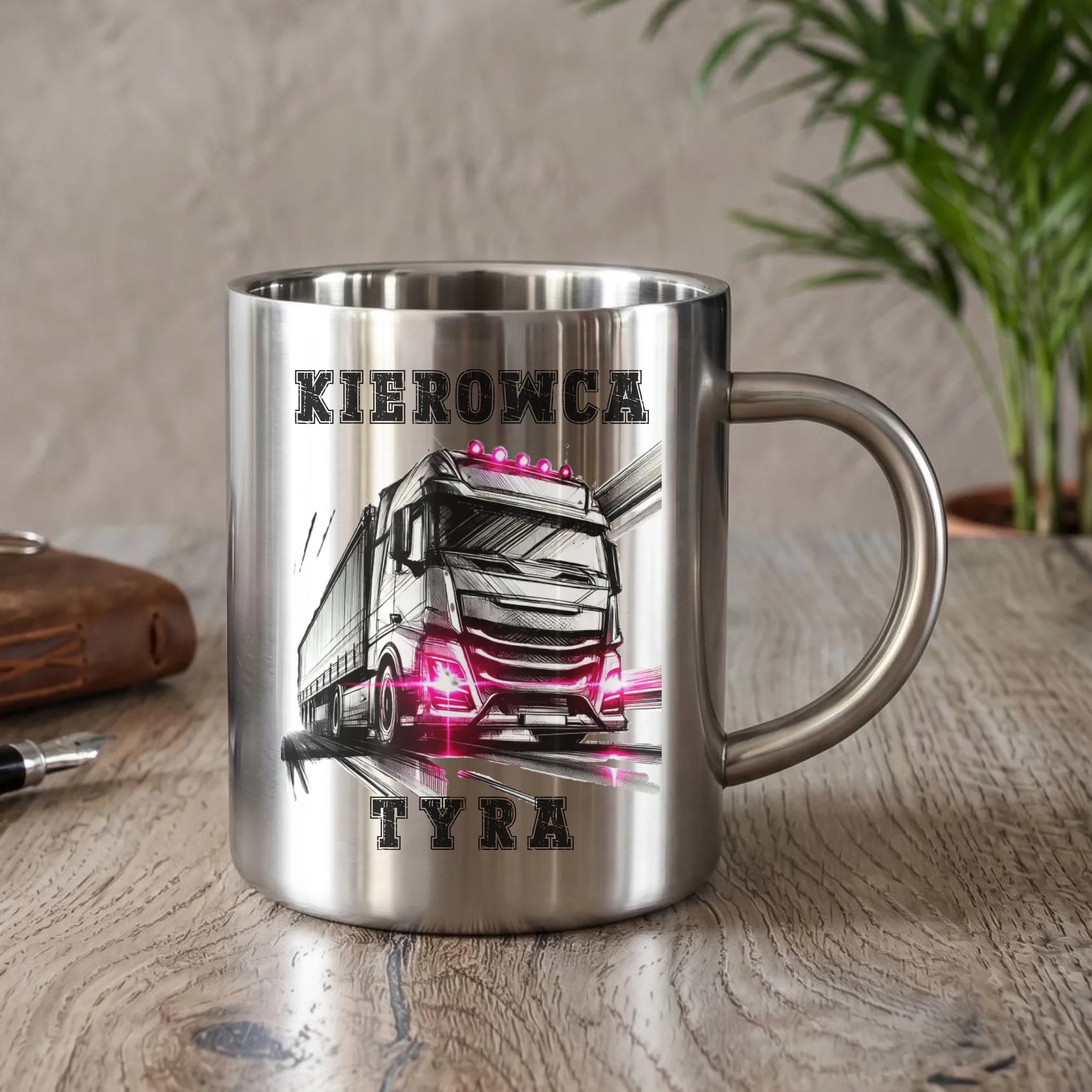 Kubek metalowy dla kierowcy ciężarówki - Kierowca tyra ZKT15 - StoryCups.pl