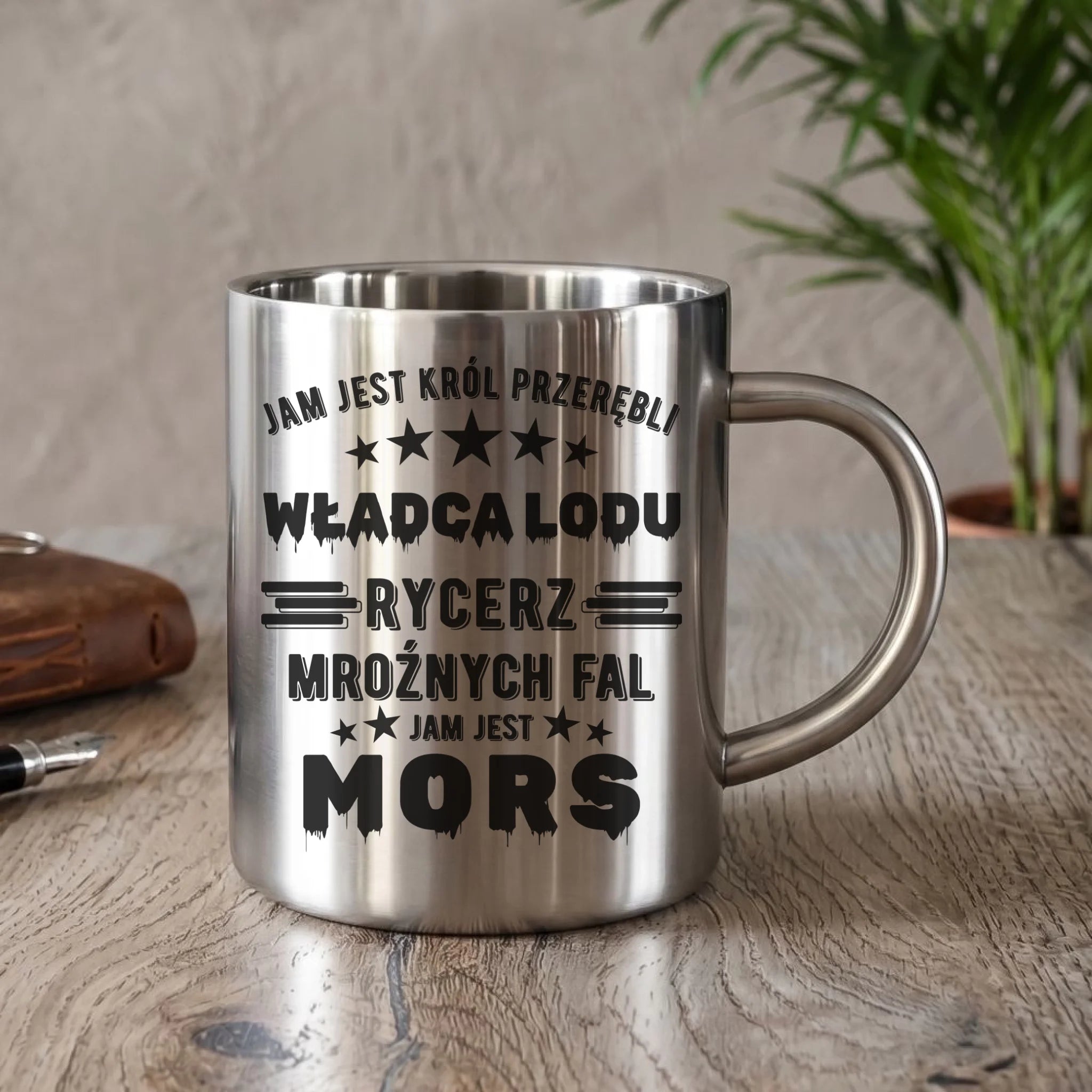 Kubek metalowy - prezent dla morsa - Jam jest Król przerębli Jam jest mors HM13 - StoryCups.pl