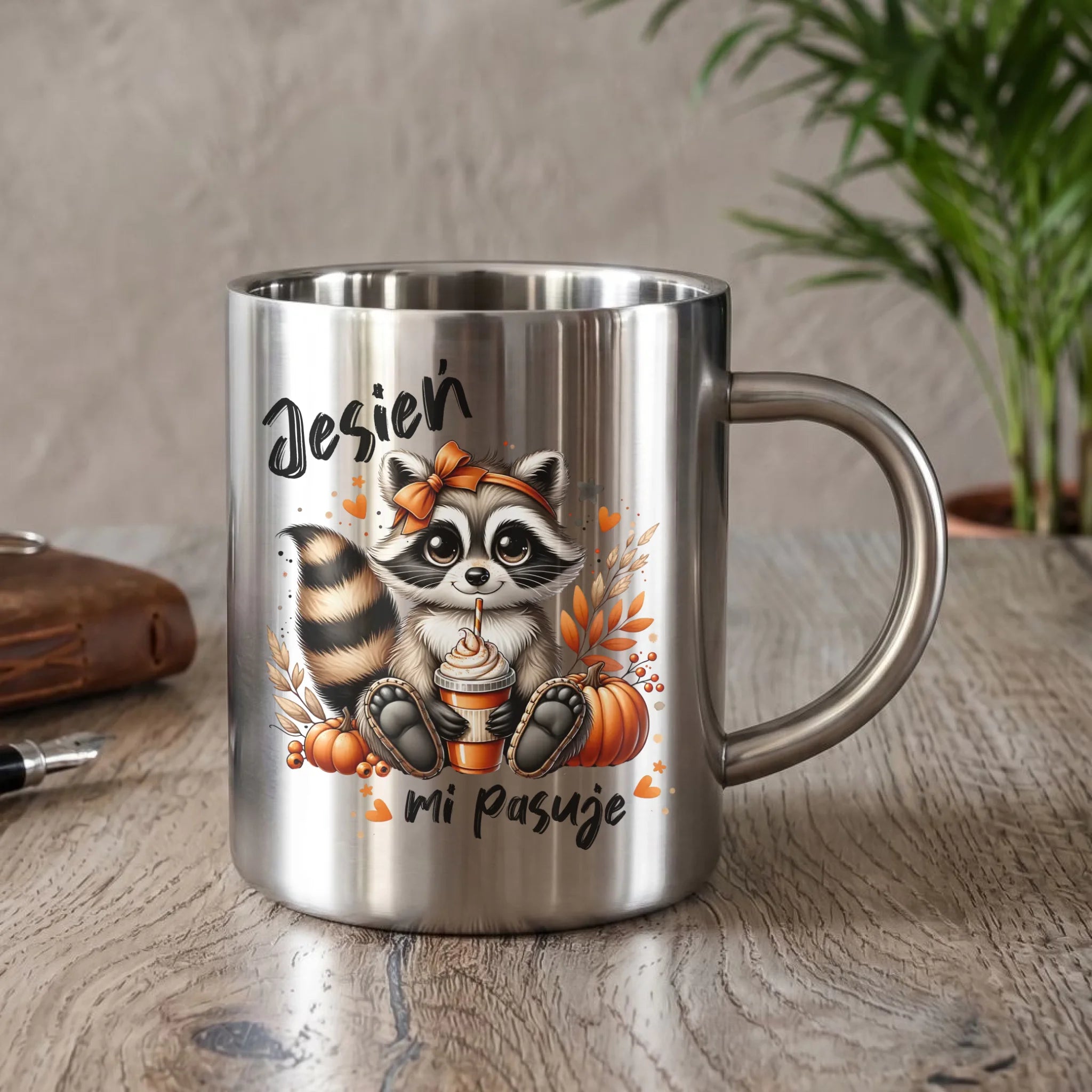 Kubek metalowy jesienny - Jesień mi pasuje JS25 - StoryCups.pl
