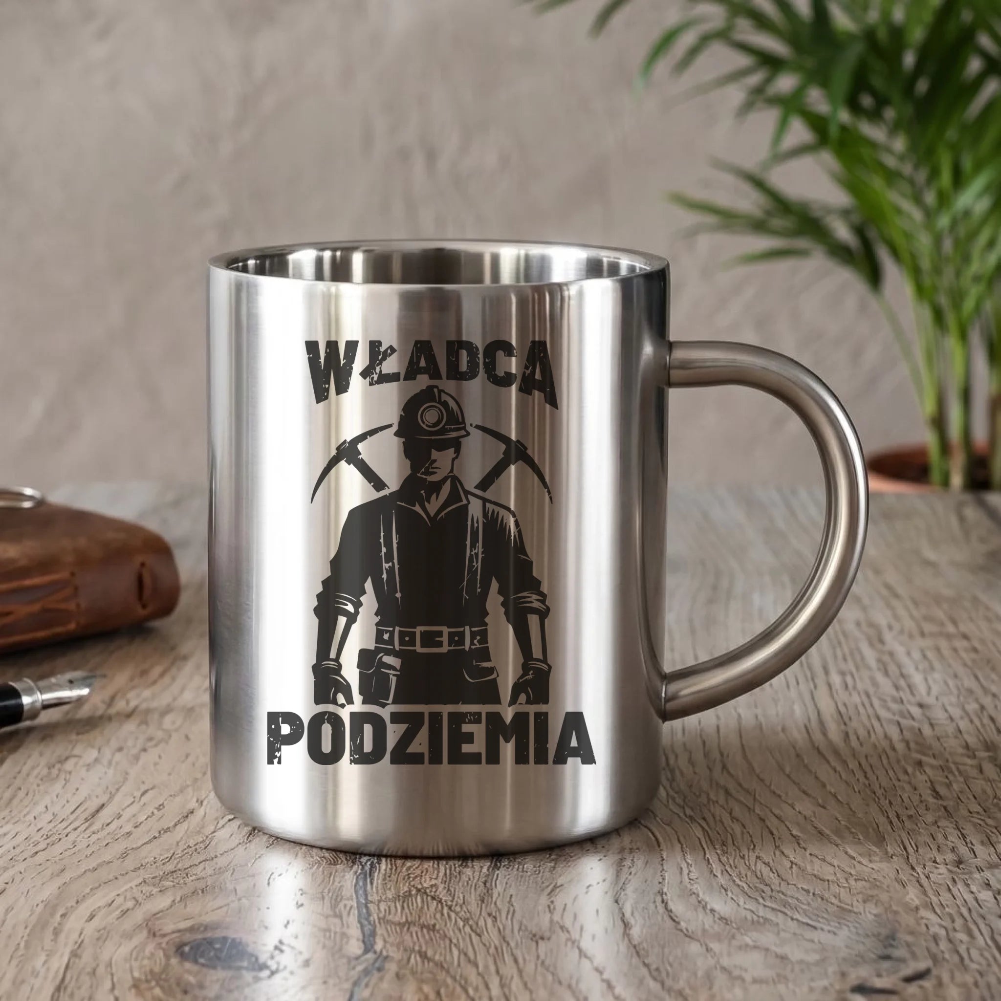 Kubek metalowy - prezent dla górnika - Władca podziemia G25 - StoryCups.pl