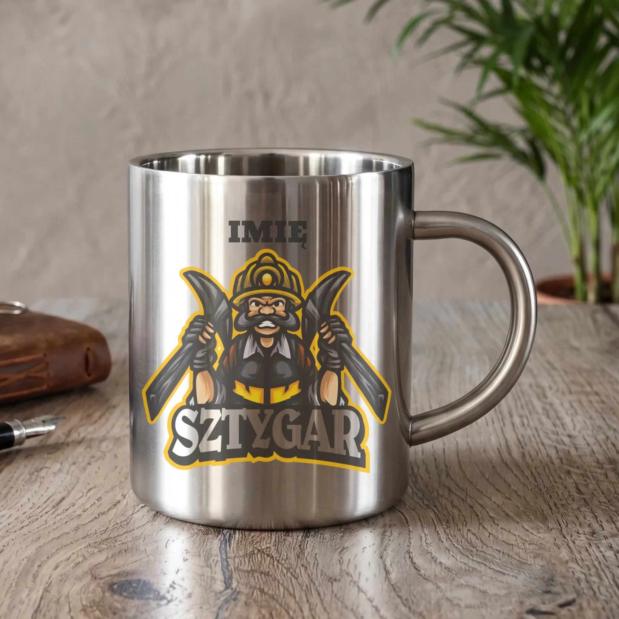 Kubek metalowy - prezent dla górnika - Sztygar - personalizowany G15 - StoryCups.pl