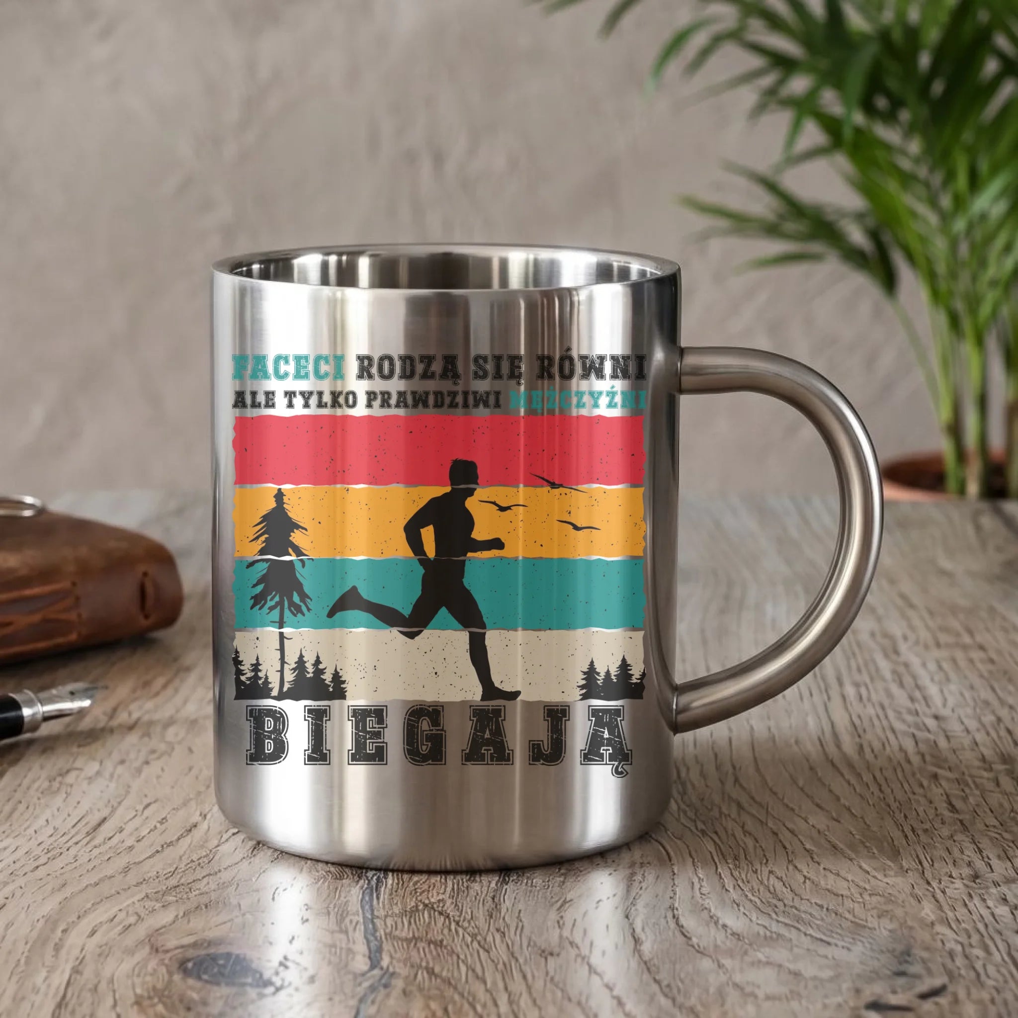 Kubek metalowy dla biegacza - Prawdziwi mężczyźni biegają HB02 - StoryCups.pl
