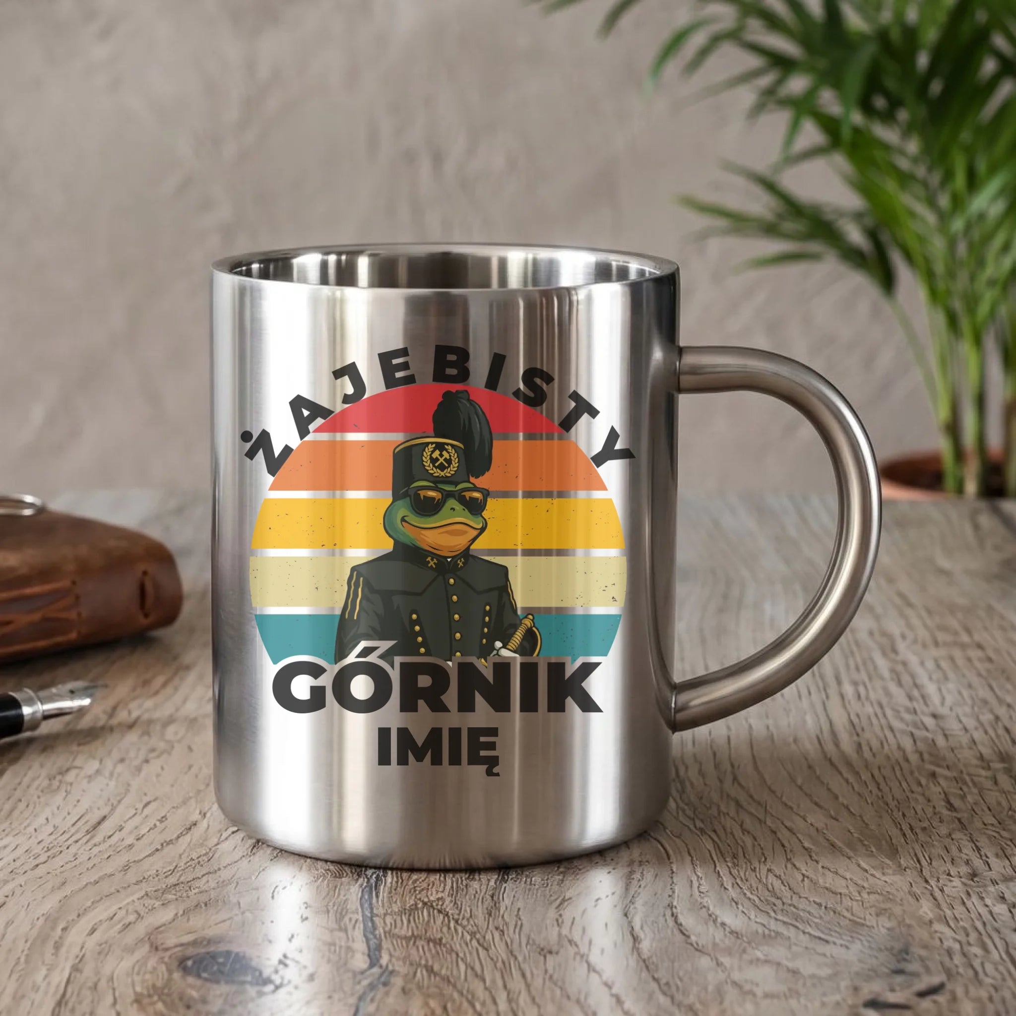 Kubek metalowy - prezent dla górnika - Żajebisty górnik - personalizowany G19 - StoryCups.pl