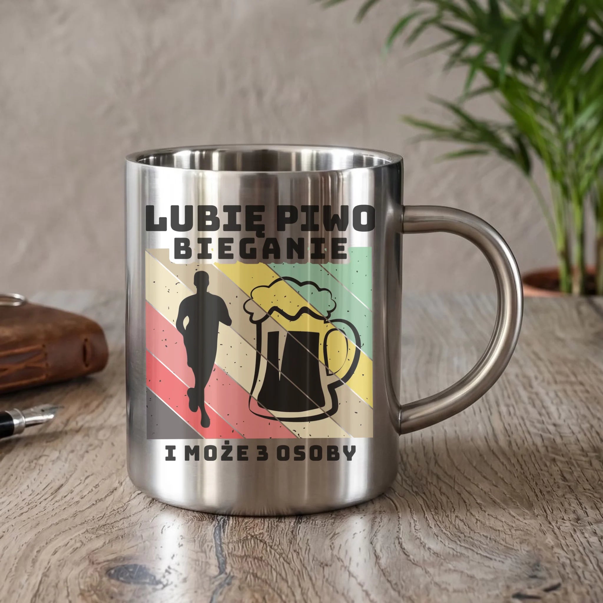 Kubek metalowy dla biegacza - Lubię piwo bieganie HB01 - StoryCups.pl