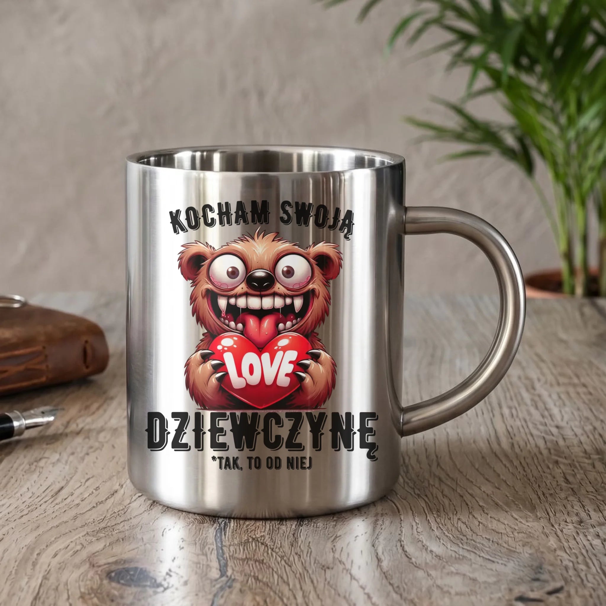 Kubek metalowy dla chłopaka - Kocham swoją dziewczynę W30 - StoryCups.pl