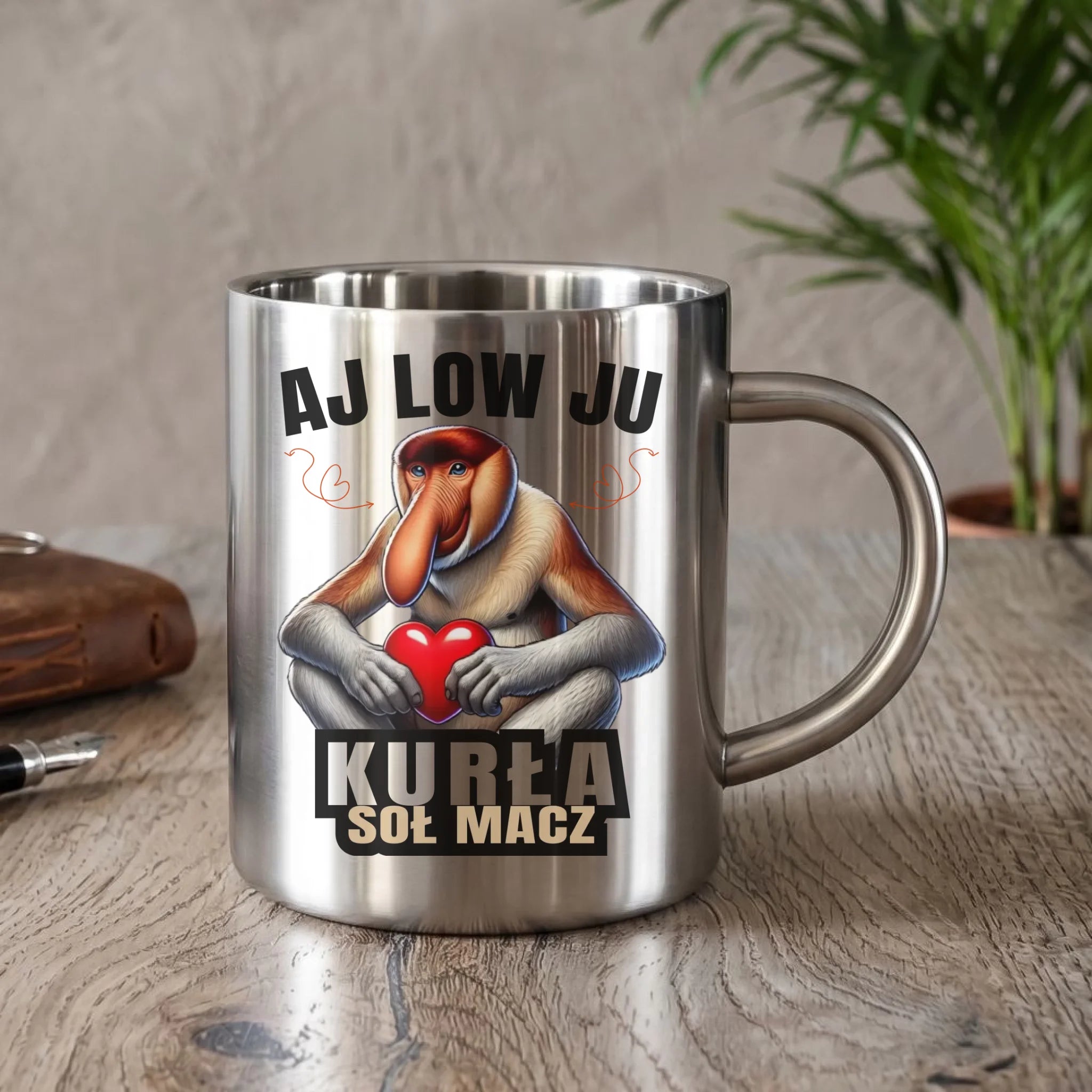 Kubek metalowy dla par - Janusz nosacz - Aj low ju kurła W26 - StoryCups.pl
