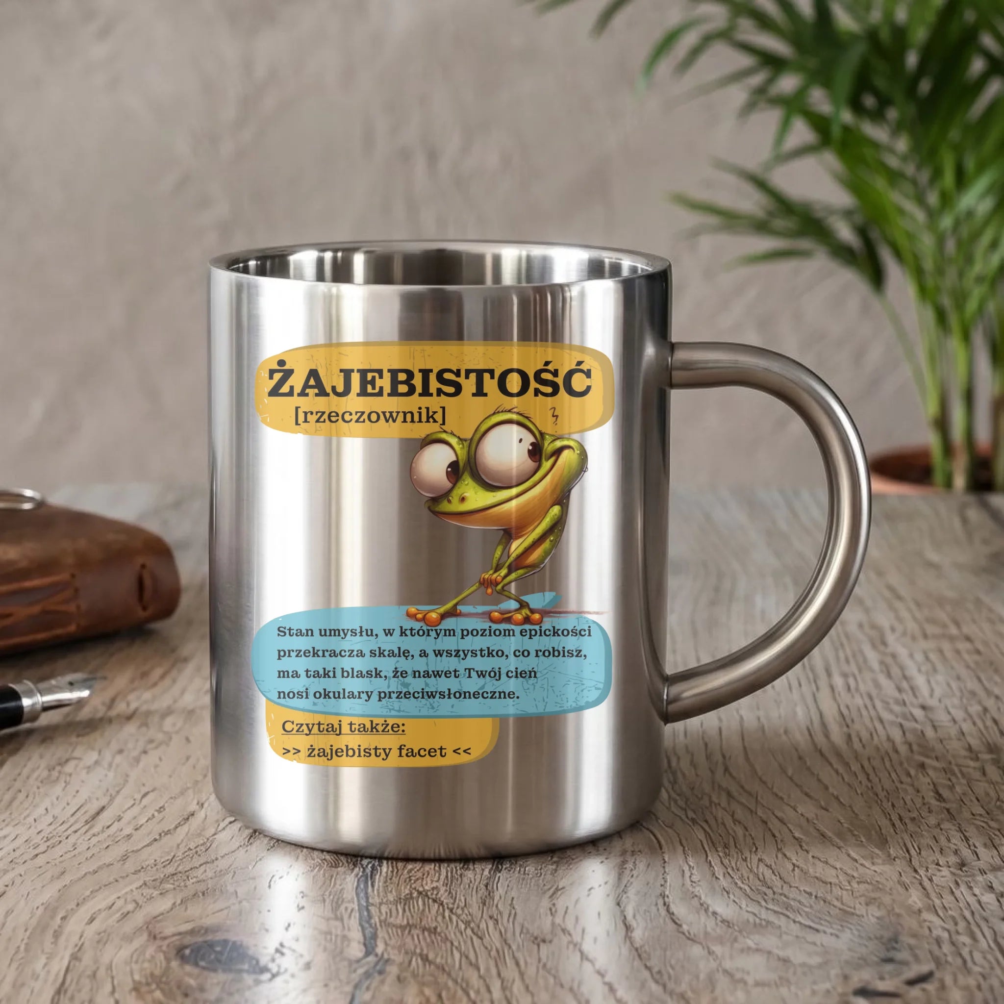 Kubek metalowy - Żajebistość [rzeczownik] prezent na Dzień Chłopaka DCH06 - StoryCups.pl