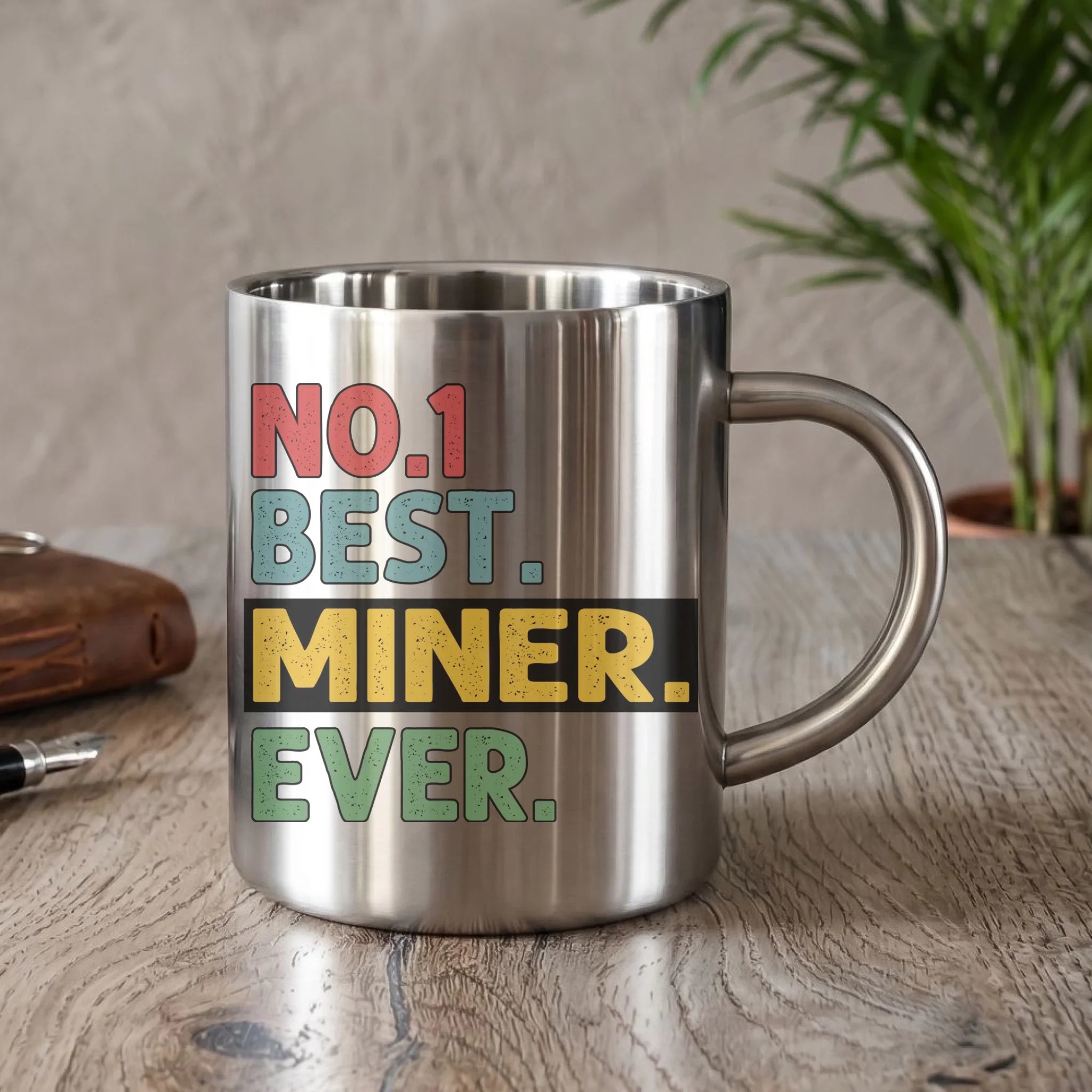 Kubek metalowy - prezent dla górnika - Best miner ever G12 - StoryCups.pl