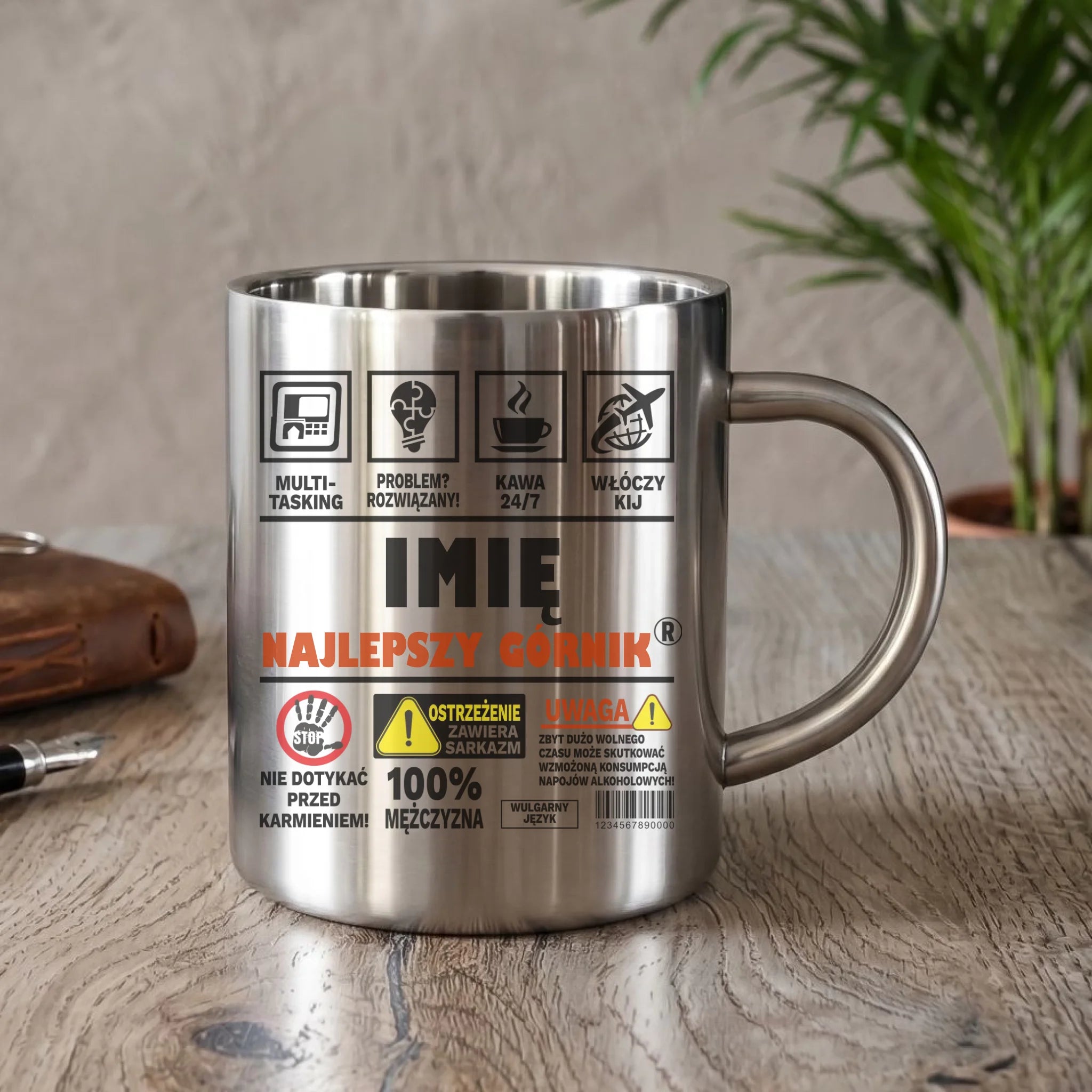 Kubek metalowy - prezent dla górnika - Najlepszy górnik 24/7 - personalizowany G11 - StoryCups.pl