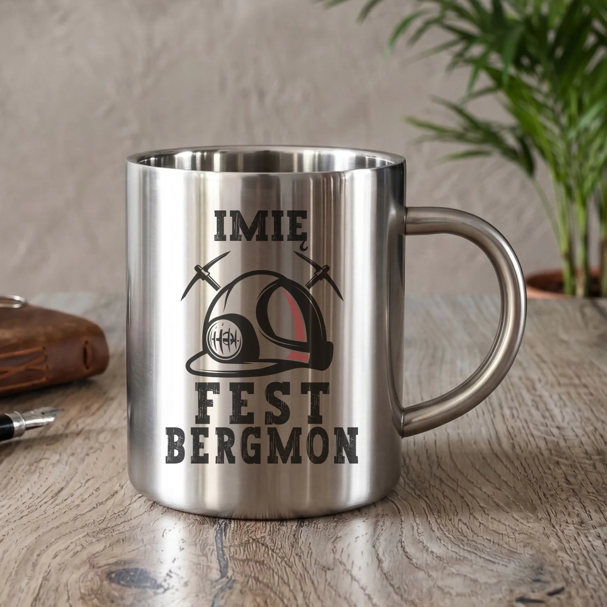 Kubek metalowy - prezent dla górnika - Fest bergmon - personalizowany G07 - StoryCups.pl