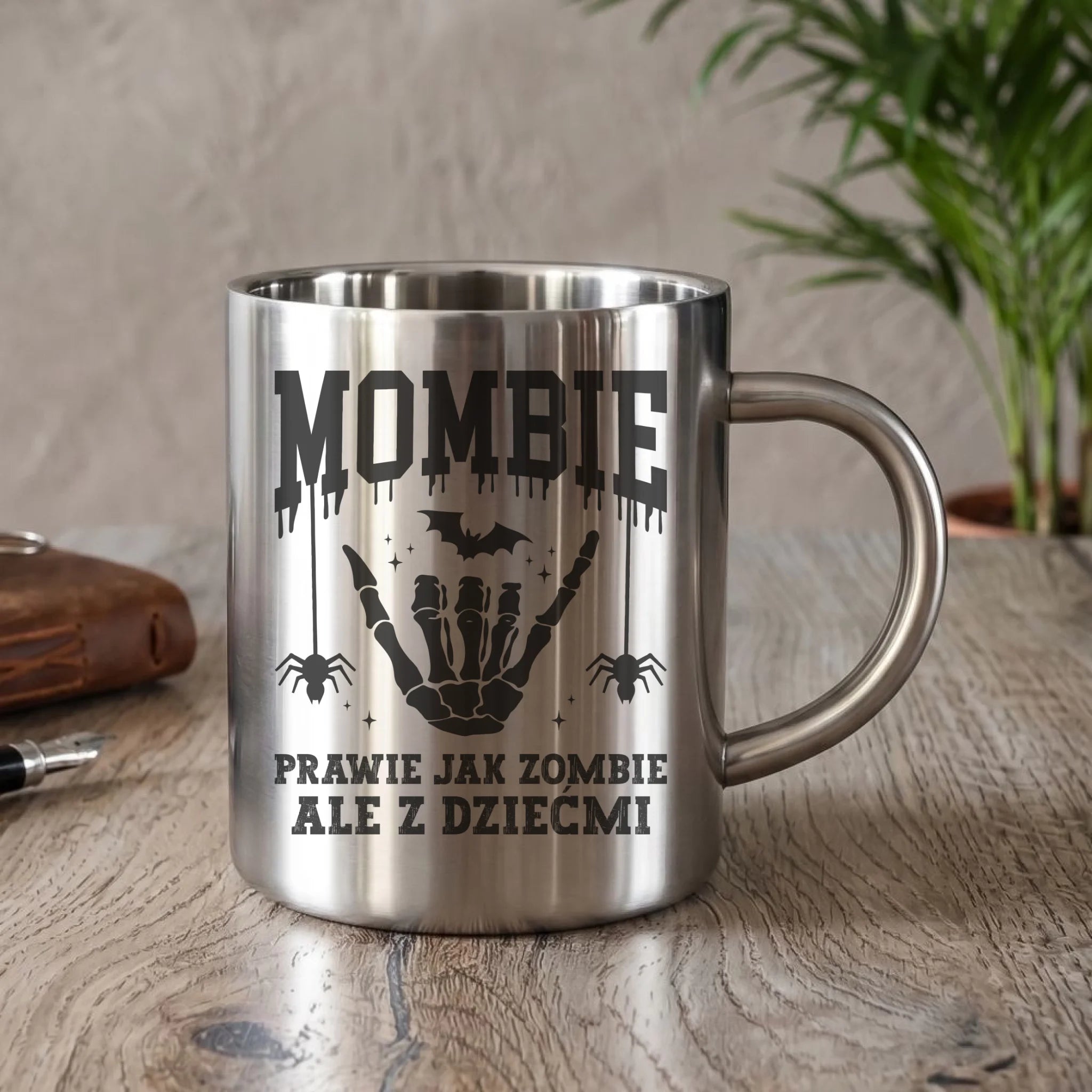 Kubek metalowy dla mamy - Mombie - zombie z dziećmi HL18 - StoryCups.pl