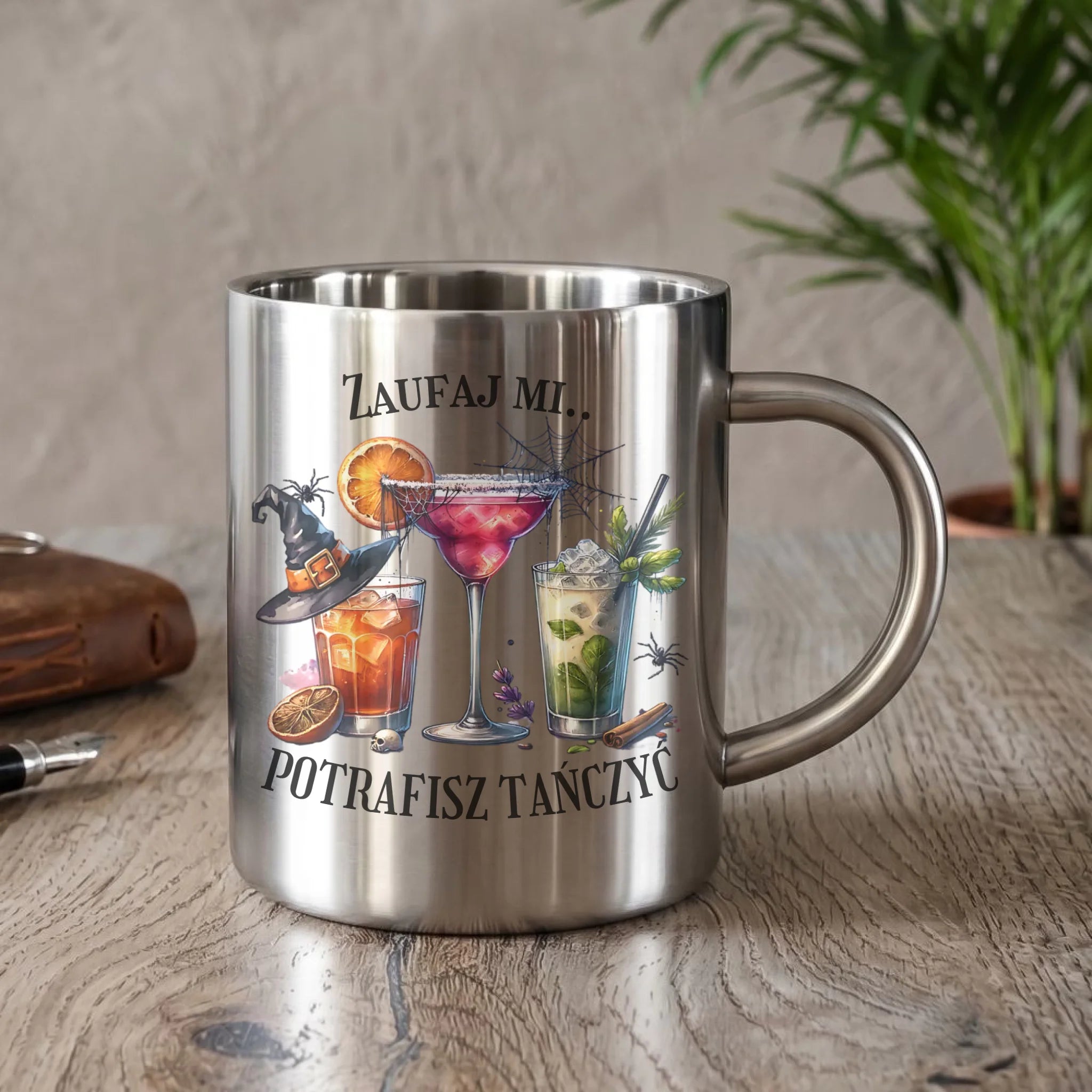 Halloweenowe drinki | Kubek metalowy z nadrukiem HL26 - StoryCups.pl