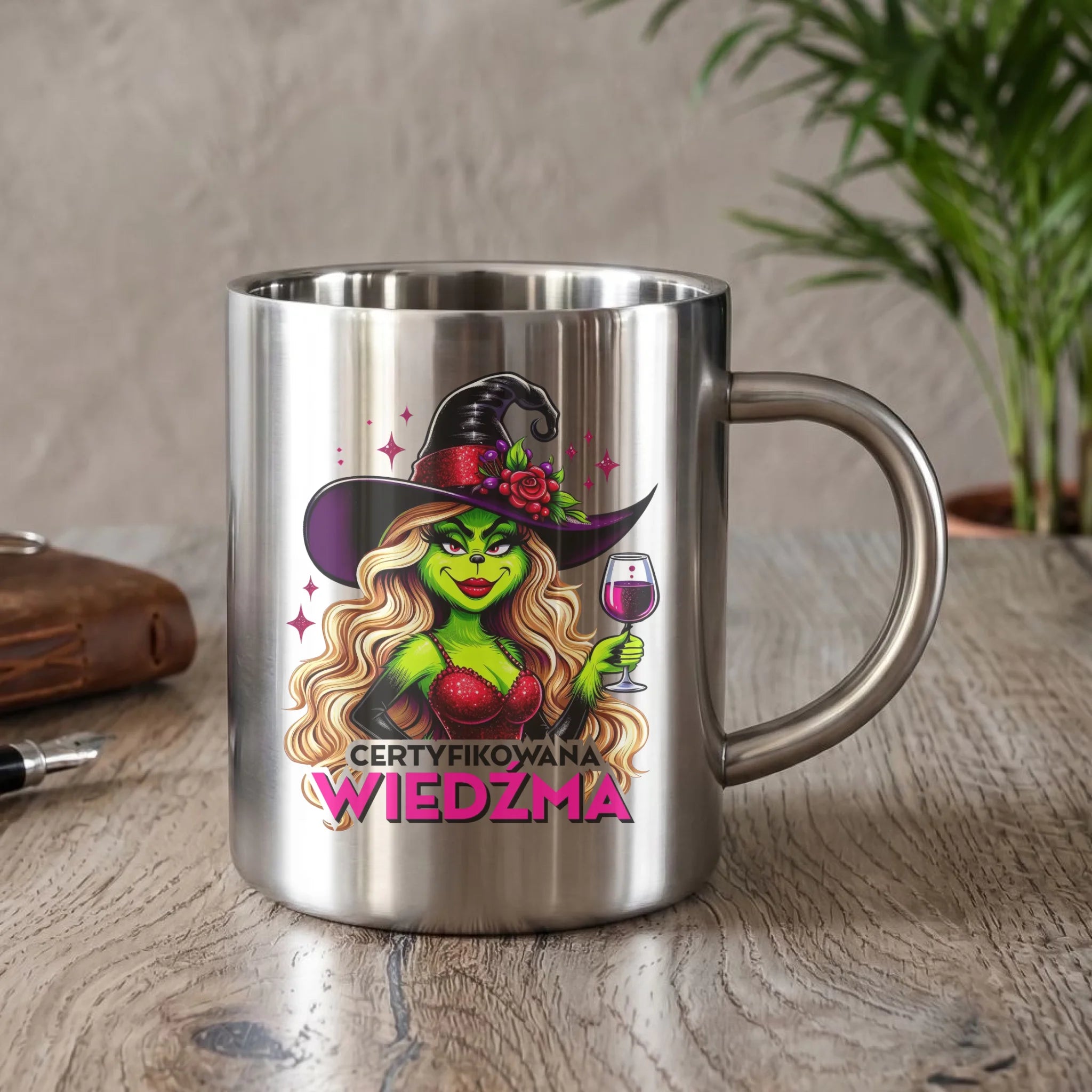 Kubek metalowy - Certyfikowana wiedźma - śmieszny HL13 - StoryCups.pl
