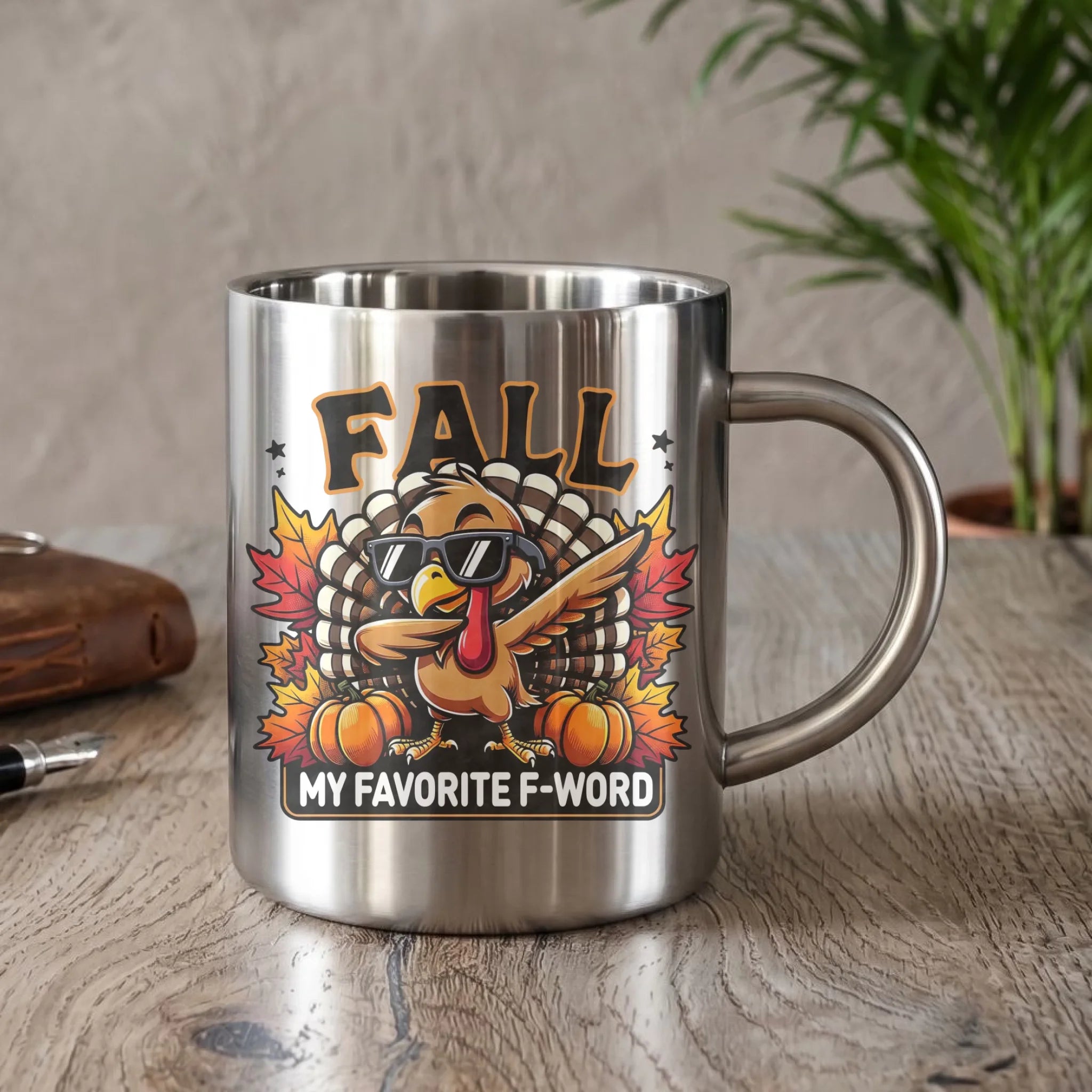Kubek metalowy jesienny - FALL my favorite F-word JS11 - StoryCups.pl