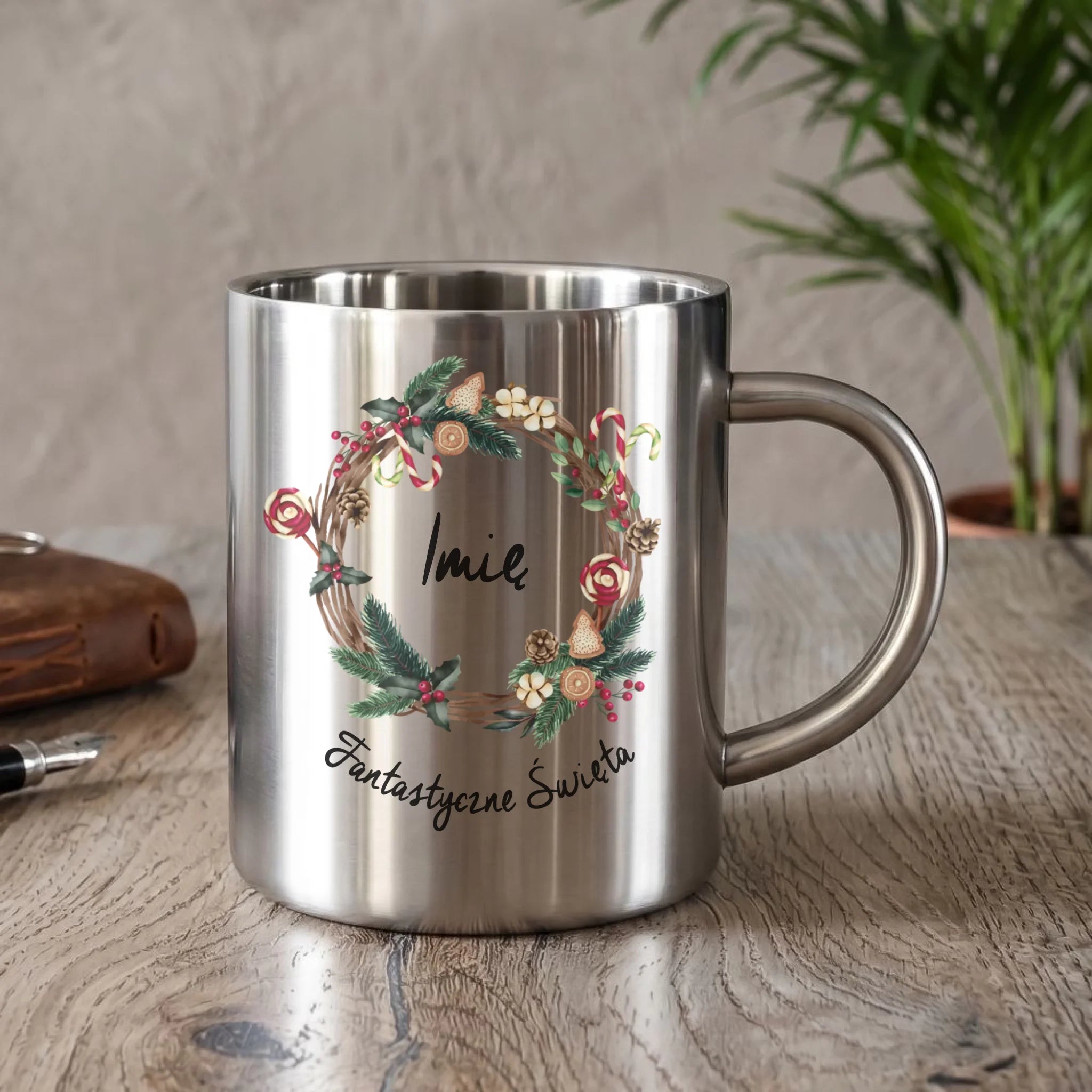 Kubek metalowy świąteczny - Fantastyczne Święta - personalizowany BN14 - StoryCups.pl