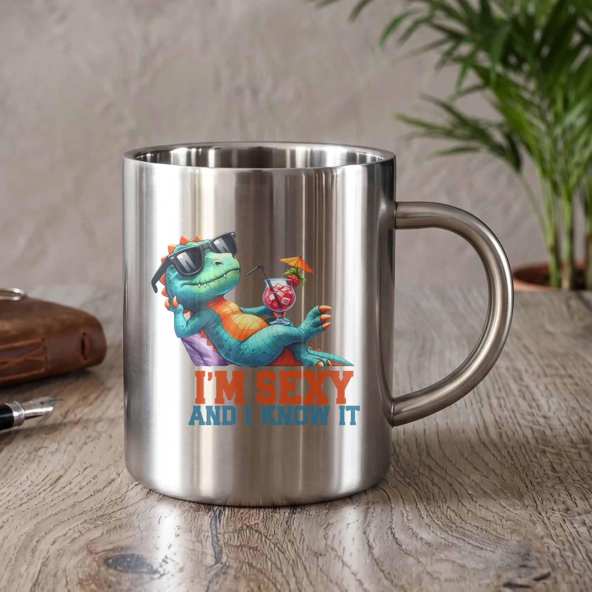 Kubek metalowy - prezent dla chłopaka - I'm sexy - śmieszny nadruk DCH28 - StoryCups.pl