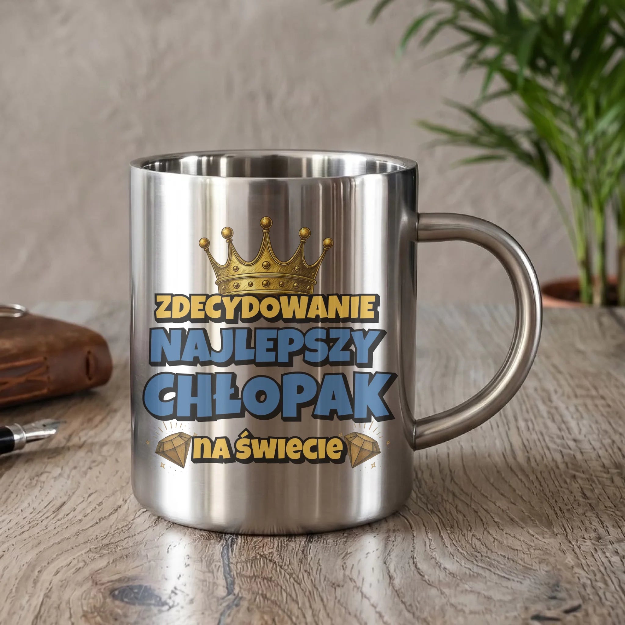 Kubek metalowy - Prezent na Dzień Chłopaka - Najlepszy chłopak DCH21 - StoryCups.pl