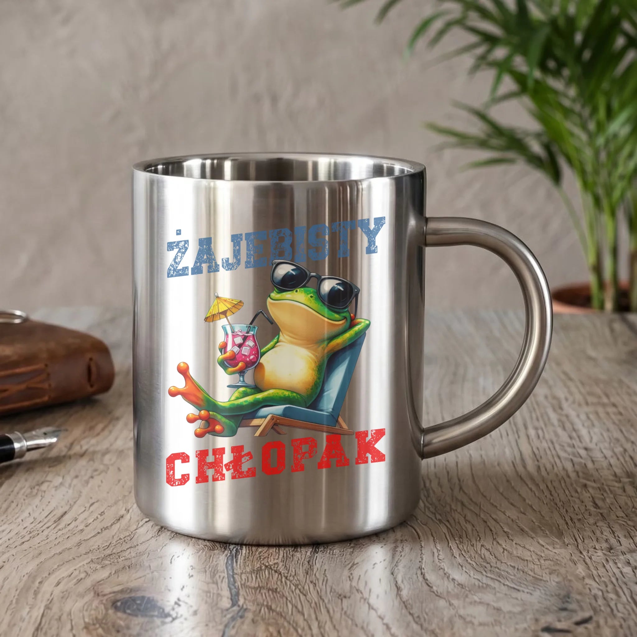 Kubek metalowy z żabą - prezent dla chłopaka - Żajebisty chłopak DCH19 - StoryCups.pl