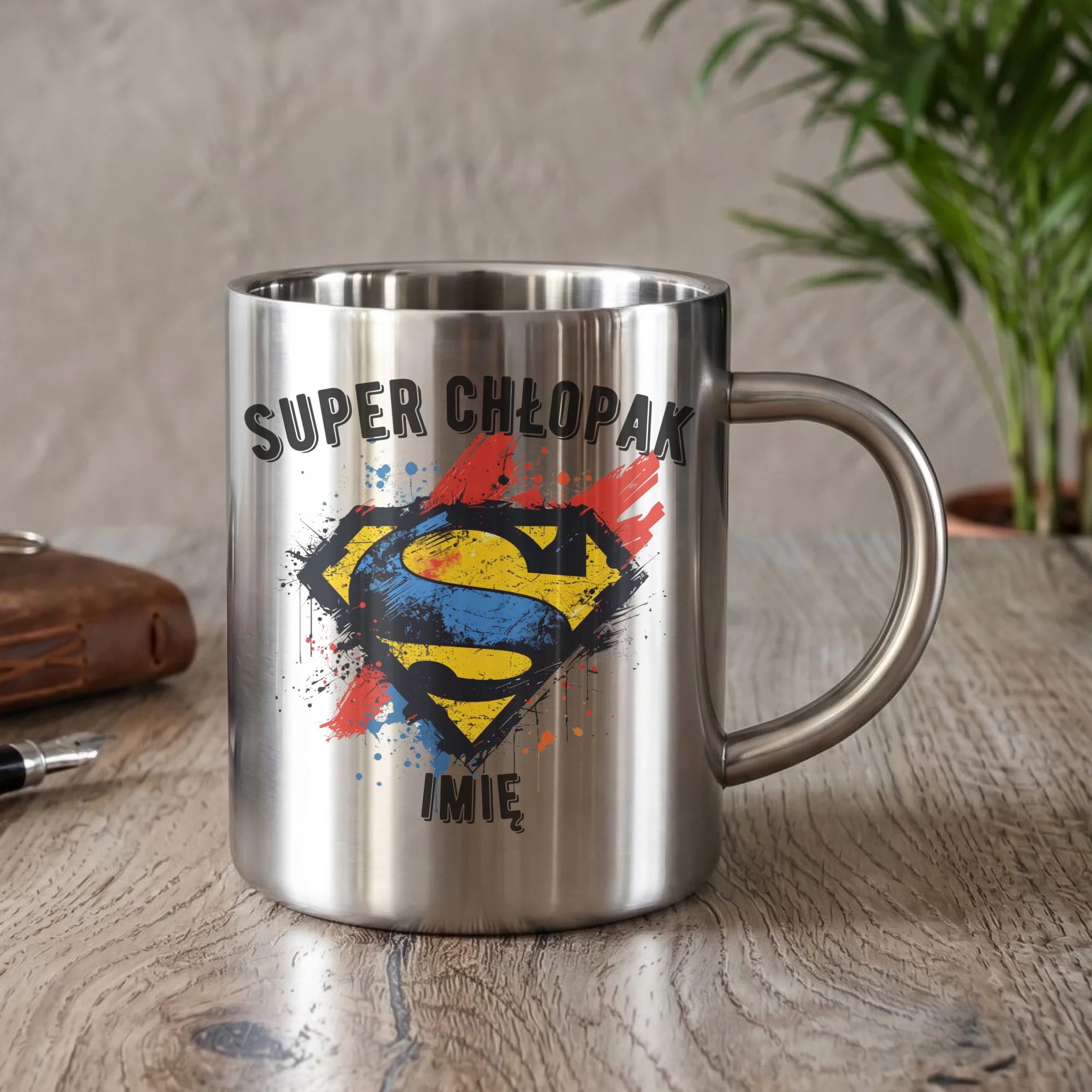 Kubek metalowy - prezent na Dzień Chłopaka - Super Chłopak - personalizowany DCH18 - StoryCups.pl