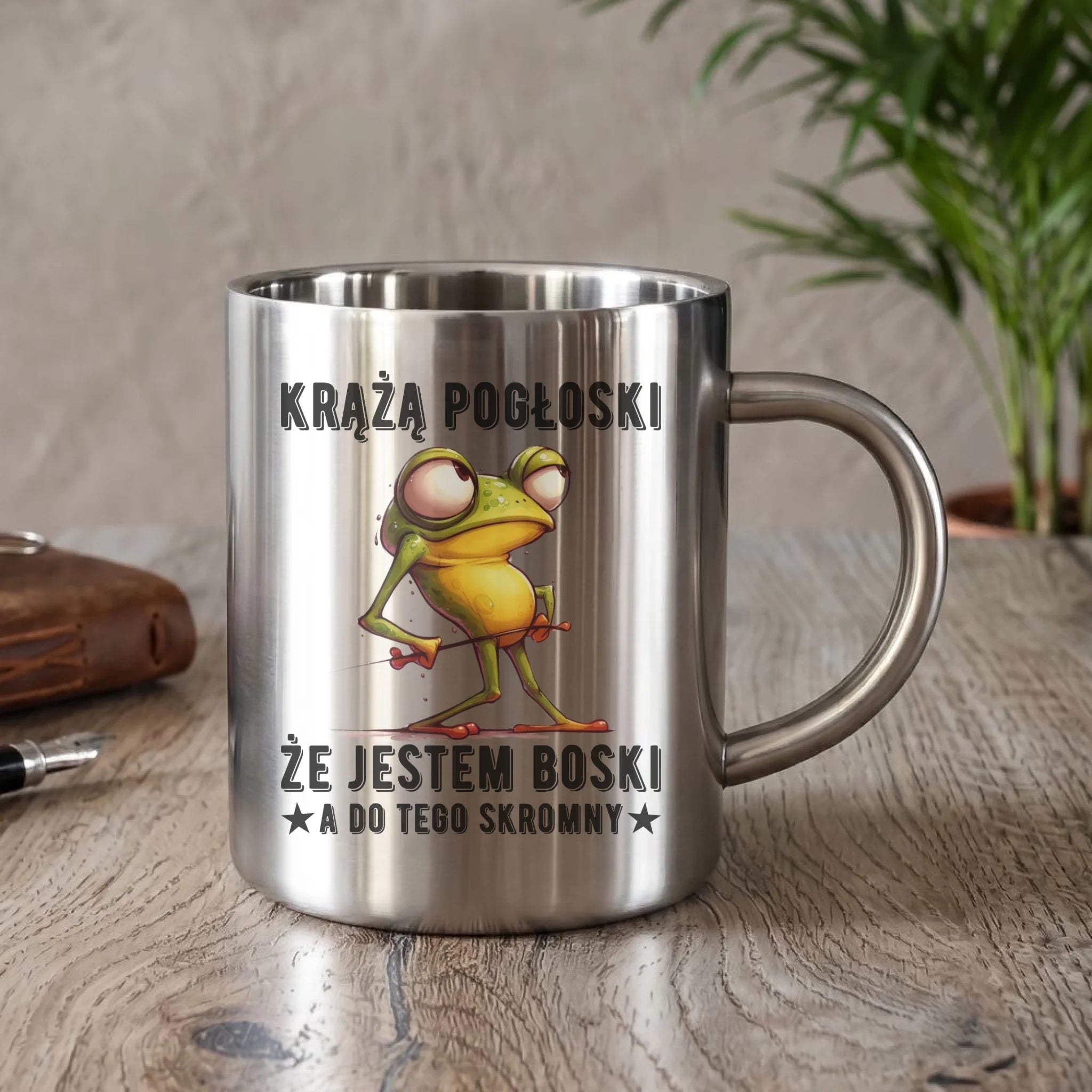 Kubek metalowy - prezent dla chłopaka - Jestem boski DCH15 - StoryCups.pl