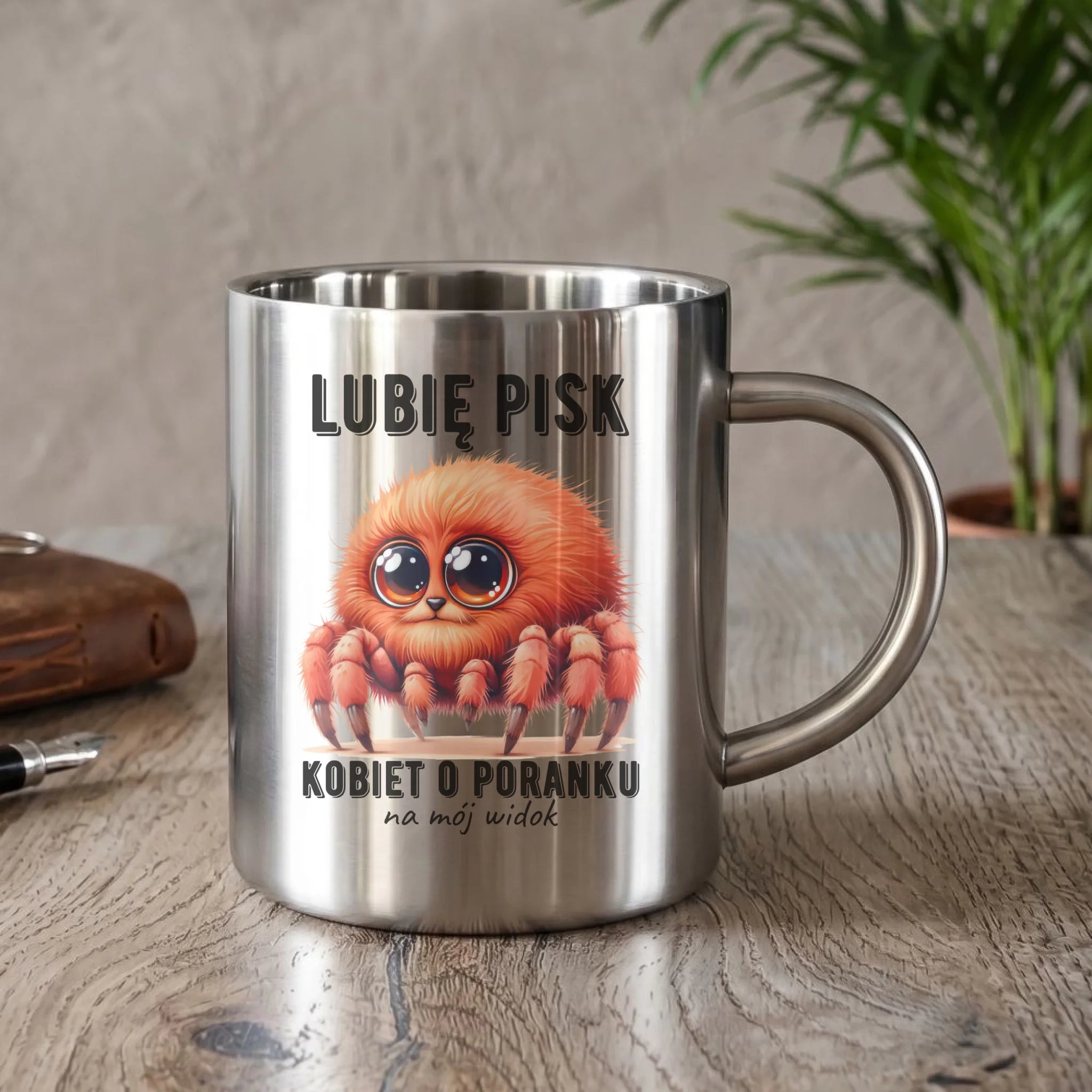 Kubek metalowy - prezent dla chłopaka - Lubię pisk kobiet DCH14 - StoryCups.pl
