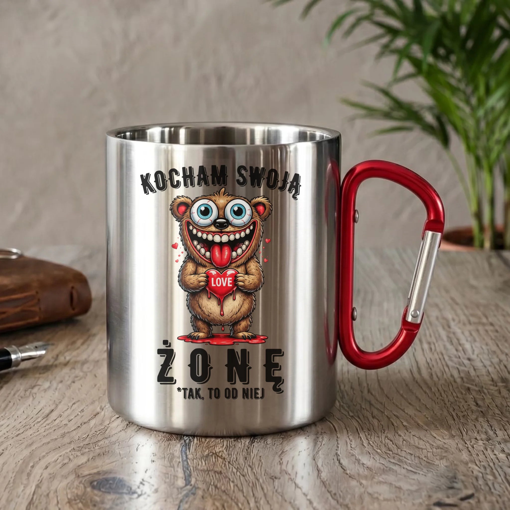 Kubek metalowy dla męża - Kocham swoją żonę W23 - StoryCups.pl